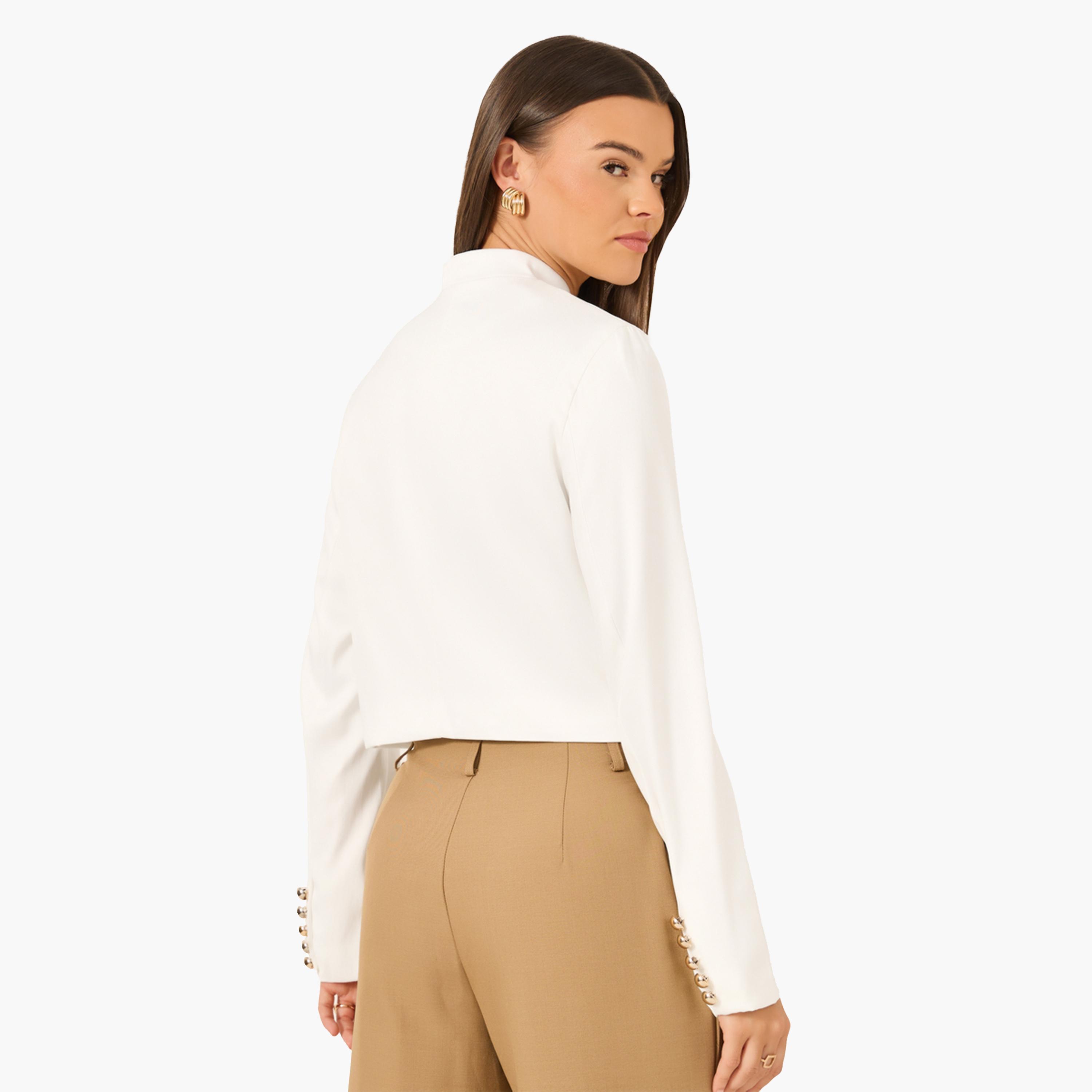 Take Two Women White Solid Stand Collar Cropped Blazer-women-clothing-coatsandjackets-blazers-image-5