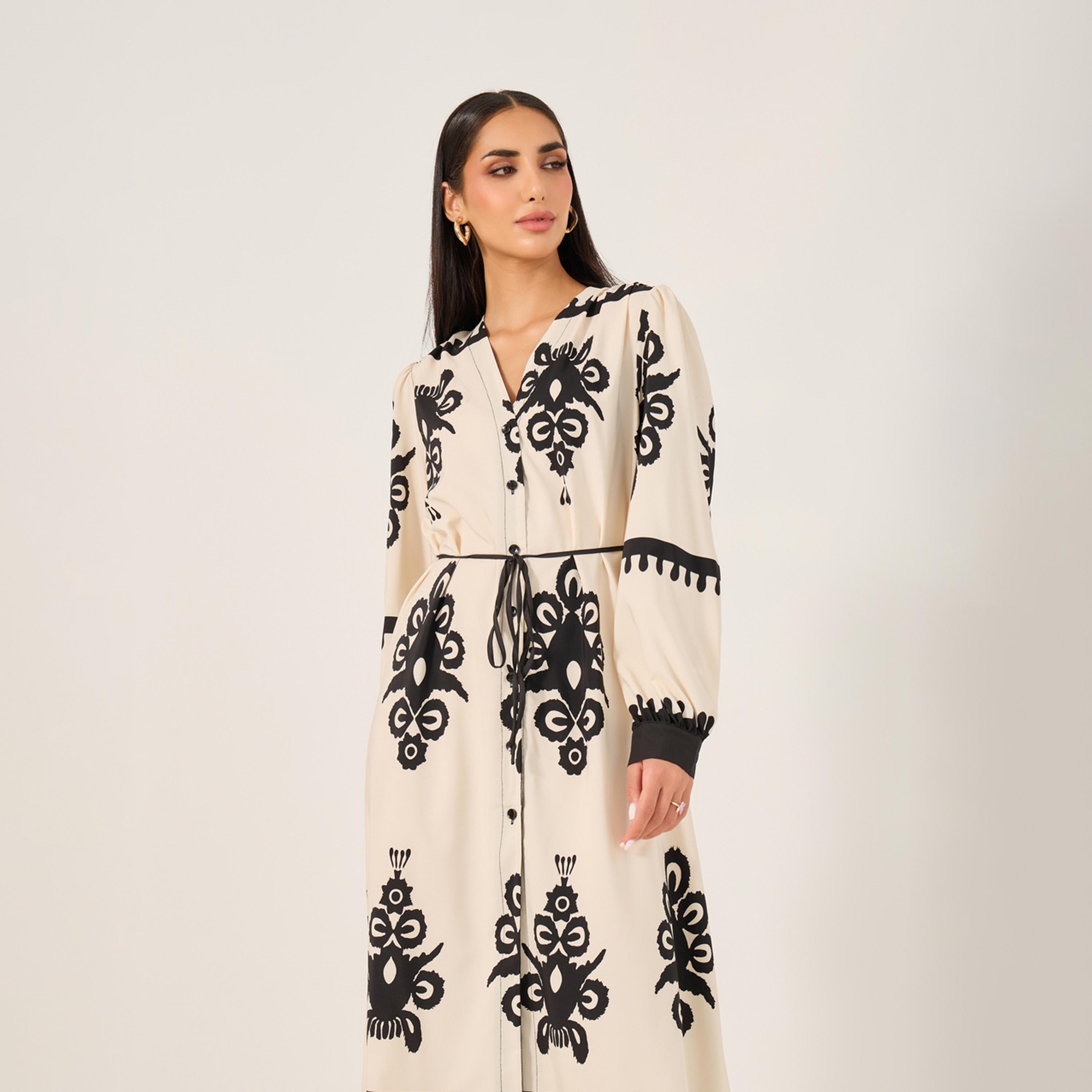 Take Two All Over Print V Neck Shirt Midi Dress-women-clothing-dresses-image-3