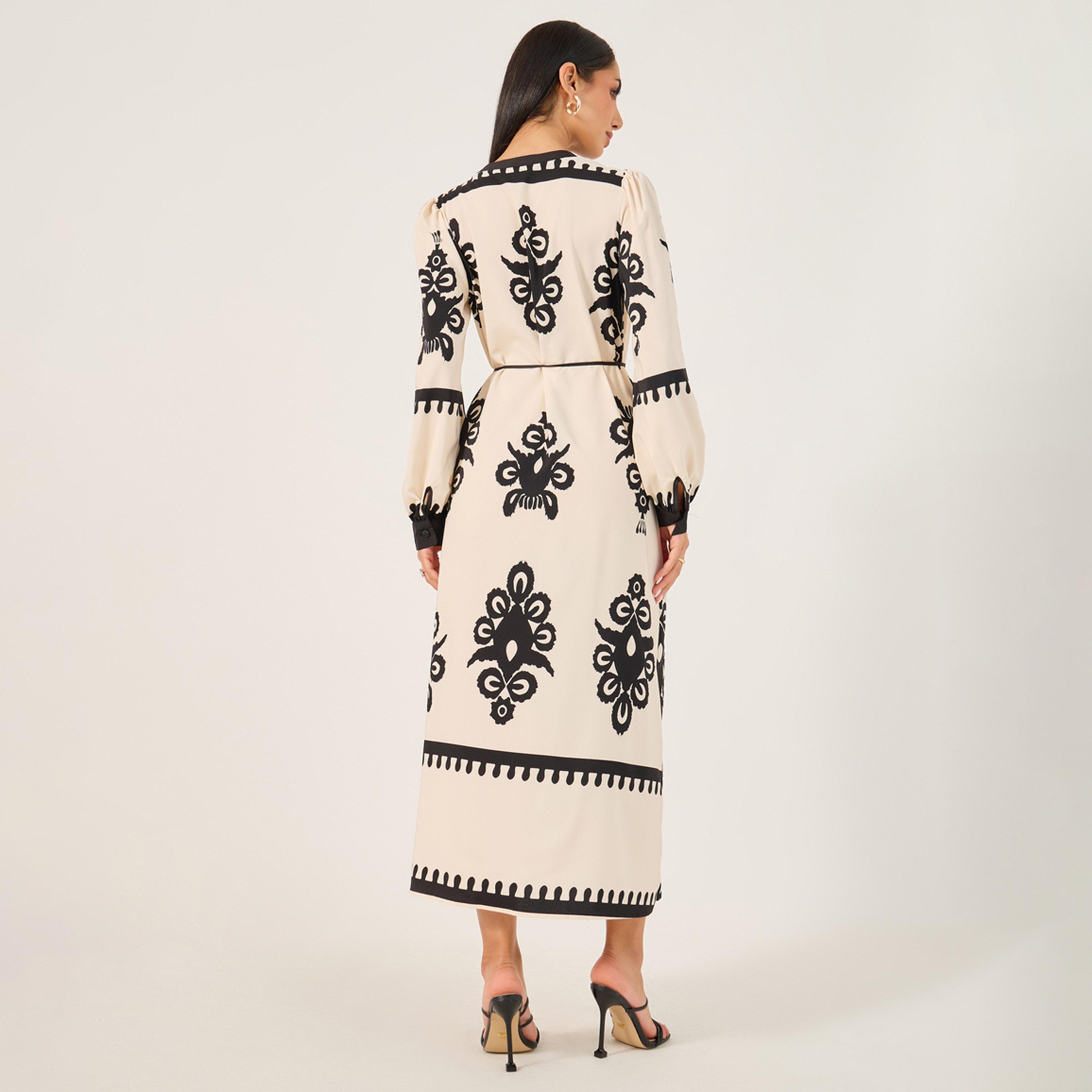 Take Two All Over Print V Neck Shirt Midi Dress-women-clothing-dresses-image-5