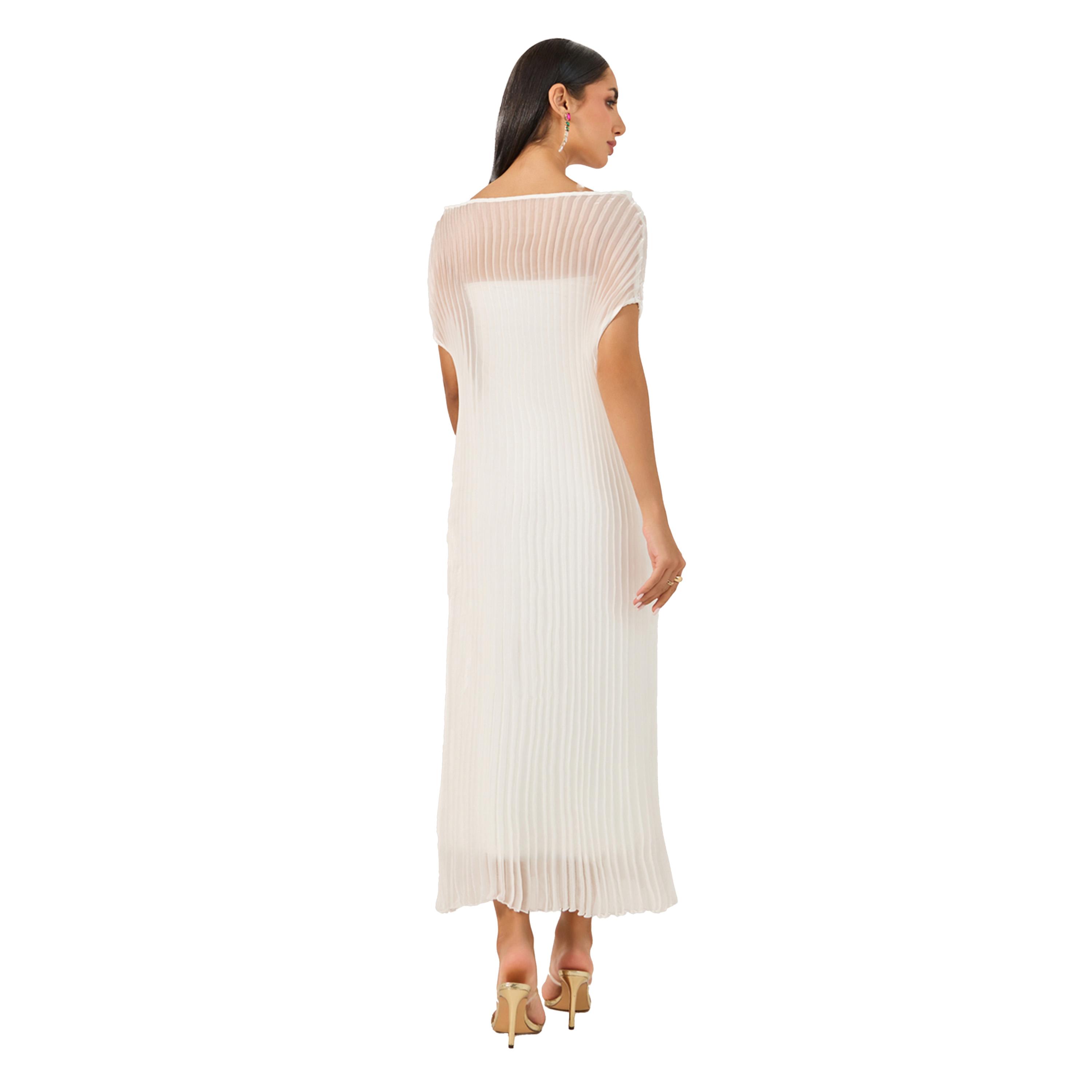 Take Two Solid Pleated Detail Maxi Elegant Dress-women-clothing-dresses-image-5