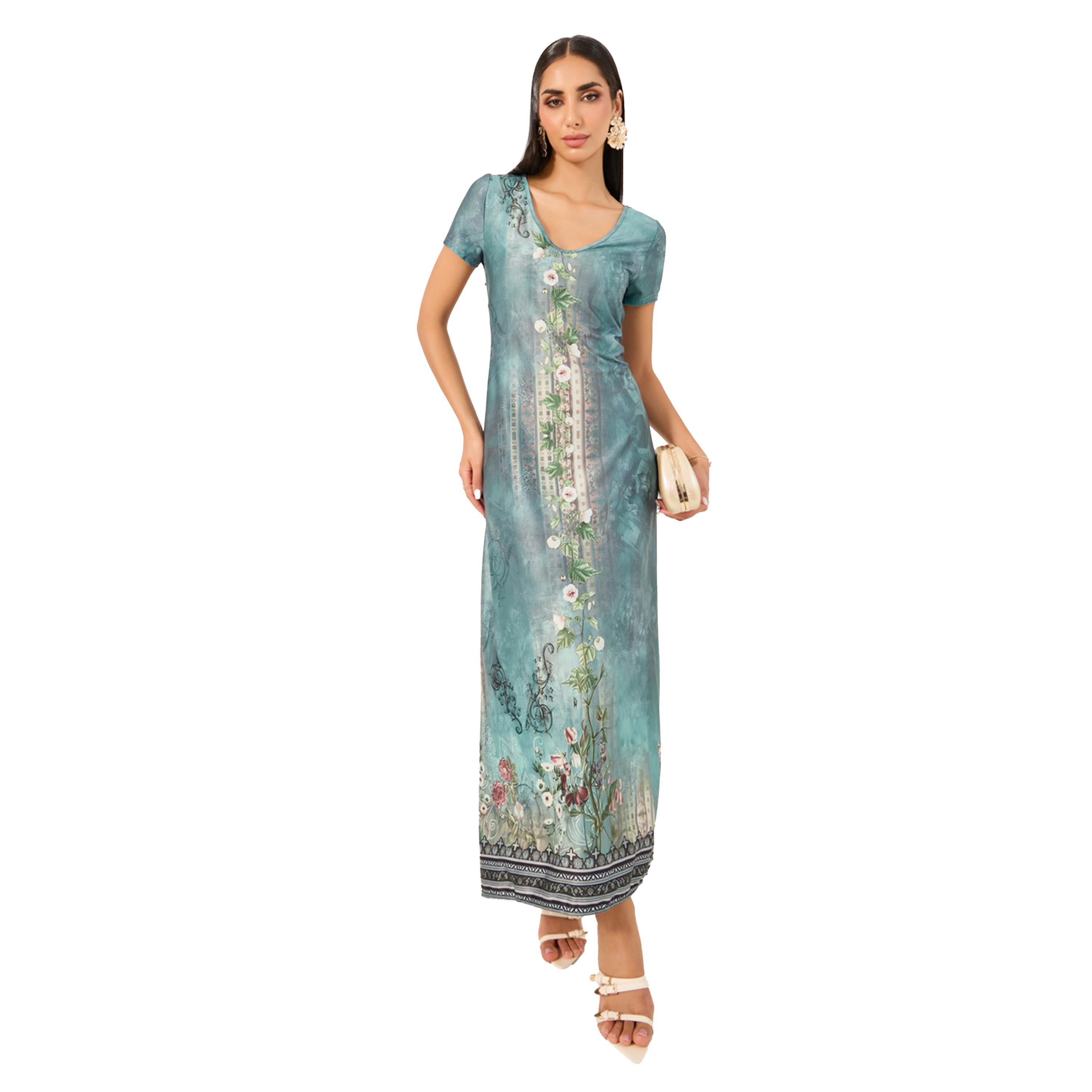 فستان طويل مطبع بالكامل مع أكمام قصيرة-women-clothing-dresses-image-2