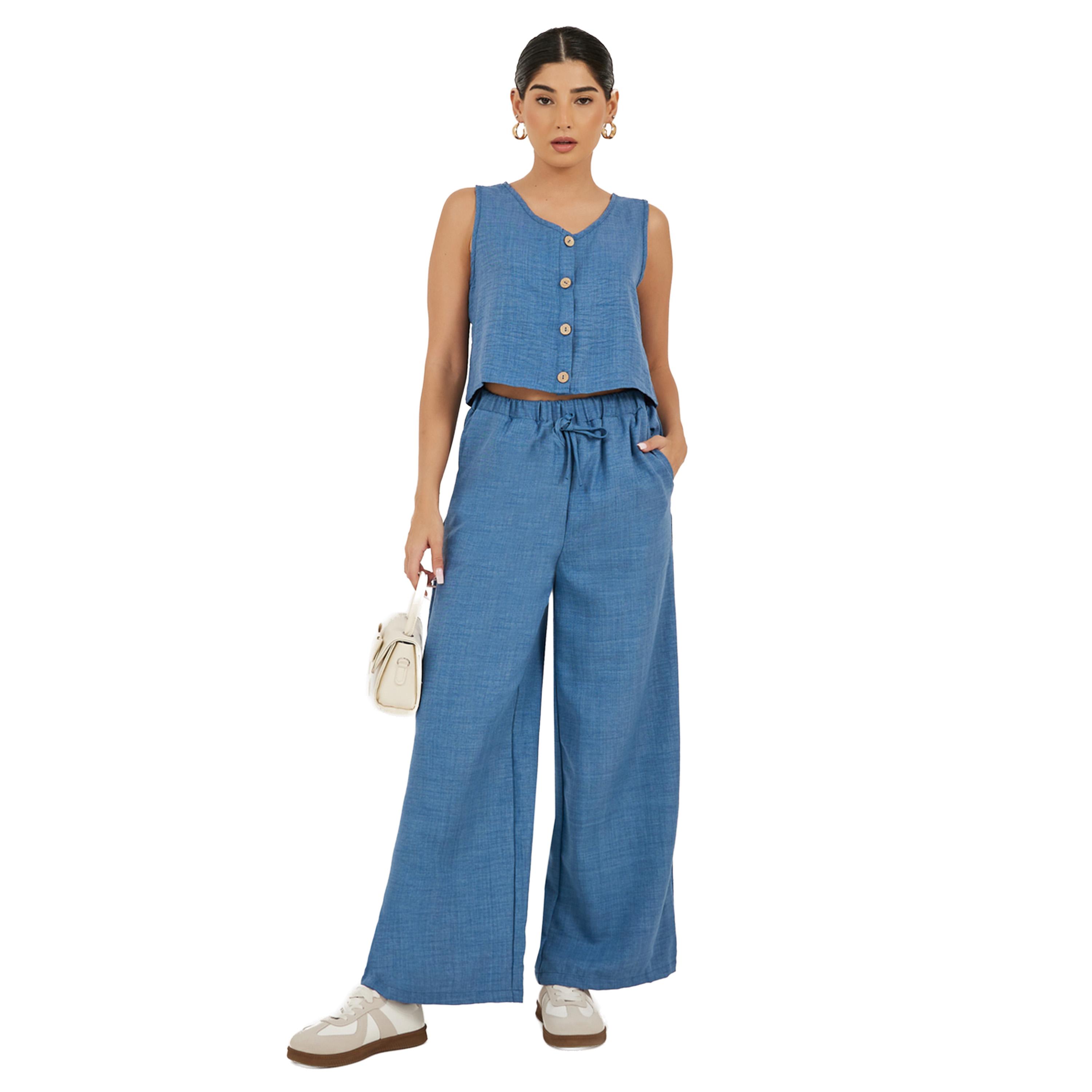Take Two Solid Cropped Tank Top and Wide Leg Pants Co-Ords-women-clothing-coordsets-image-1