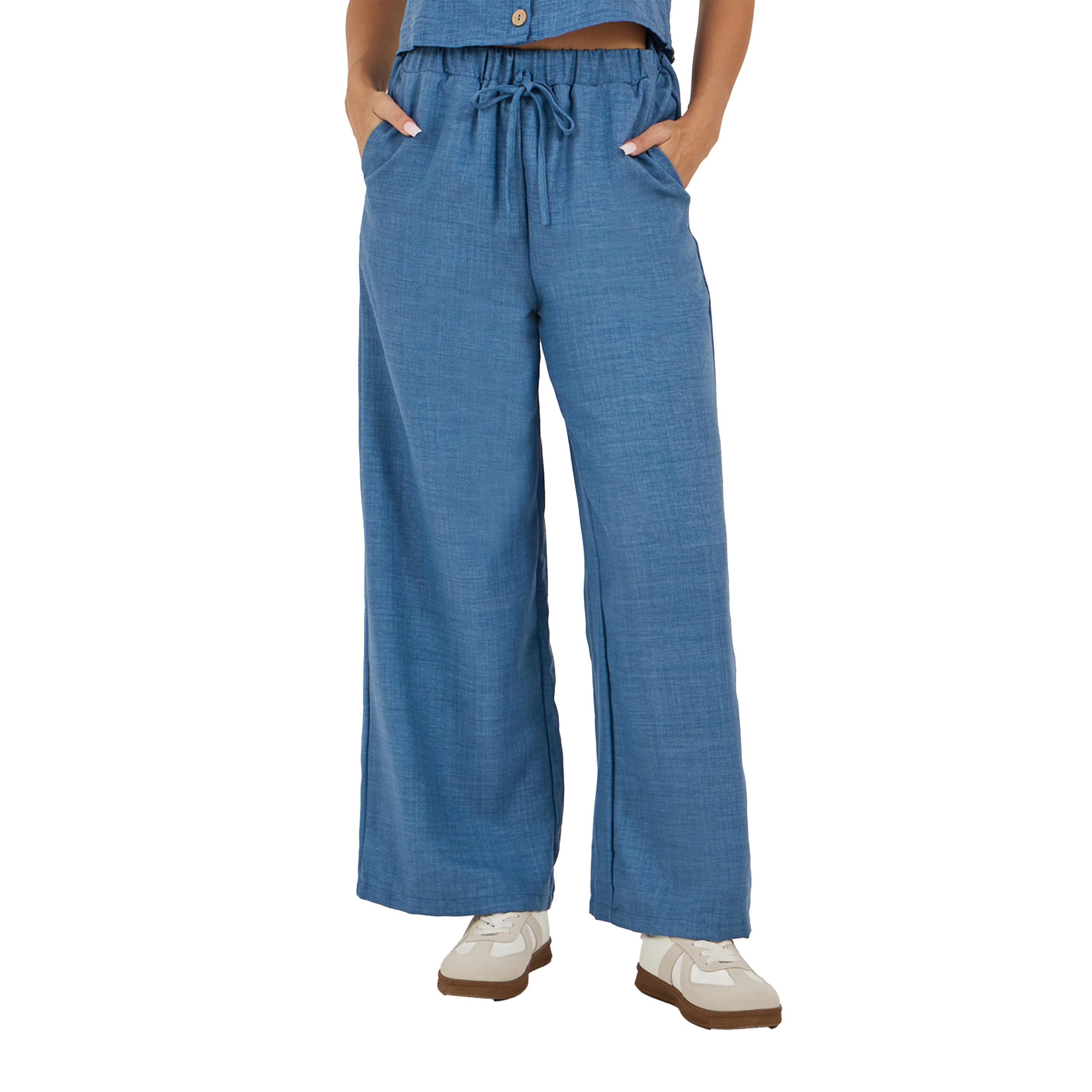 طقم منسق من بنطال بأرجل واسعة وبلوزة قصيرة بلا أكمام-women-clothing-coordsets-image-4