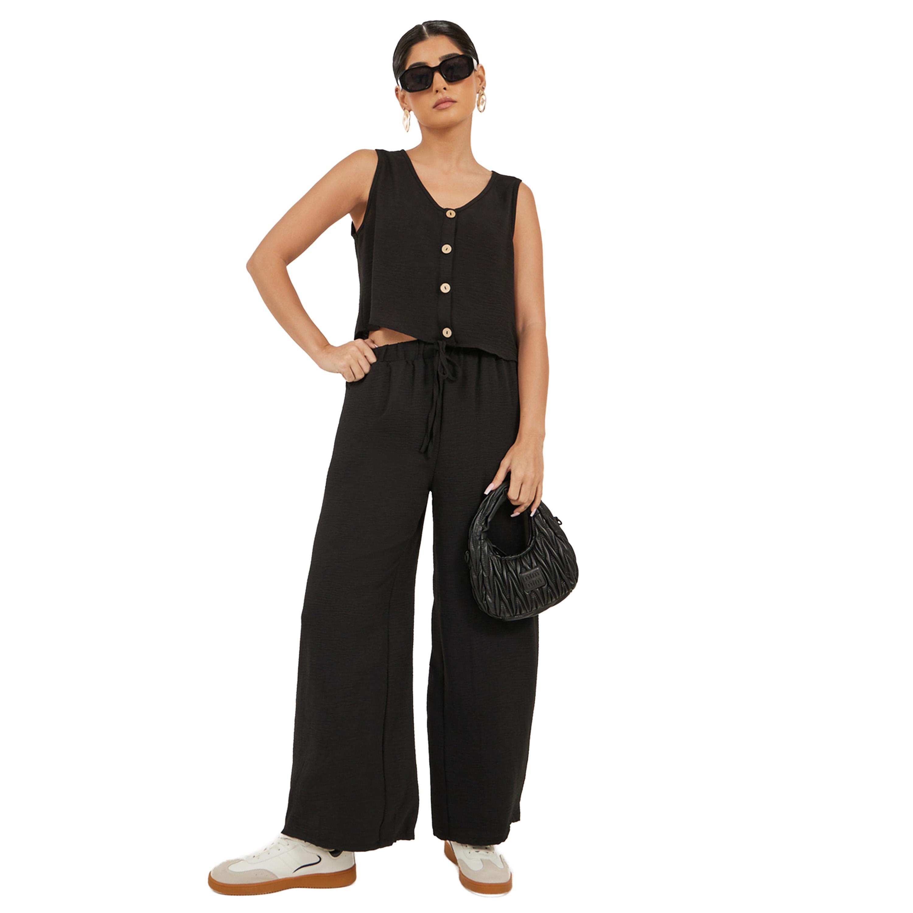 Take Two Solid Cropped Tank Top and Wide Leg Pants Co-Ords-women-clothing-coordsets-image-1