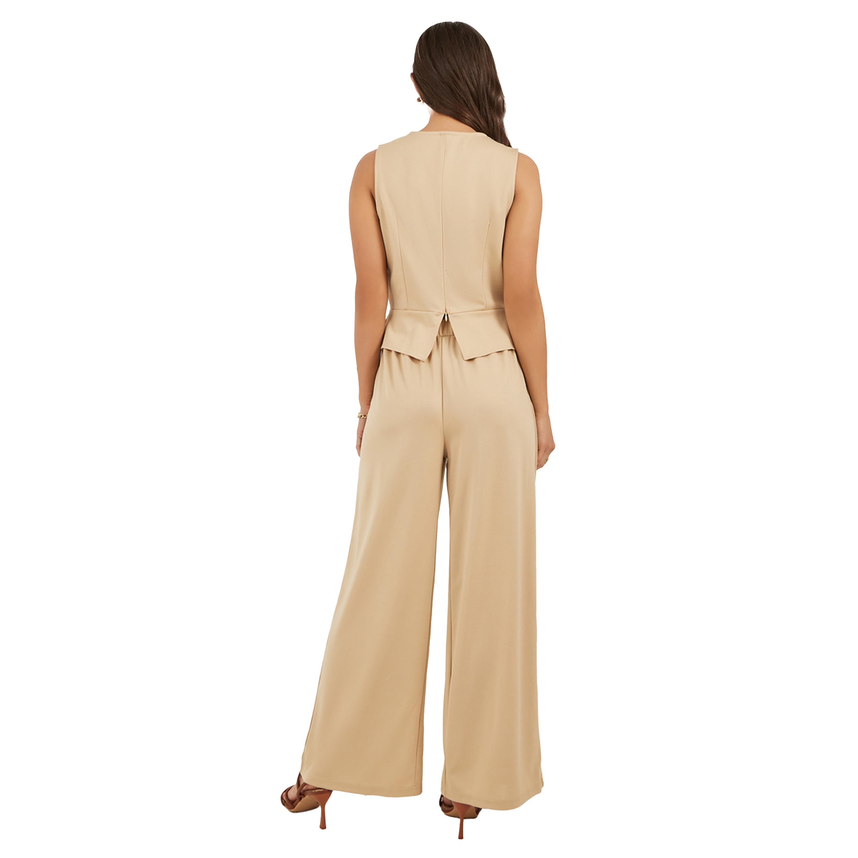 طقم منسق من بنطال بأرجل واسعة وبلوزة بلا أكمام-women-clothing-coordsets-image-4