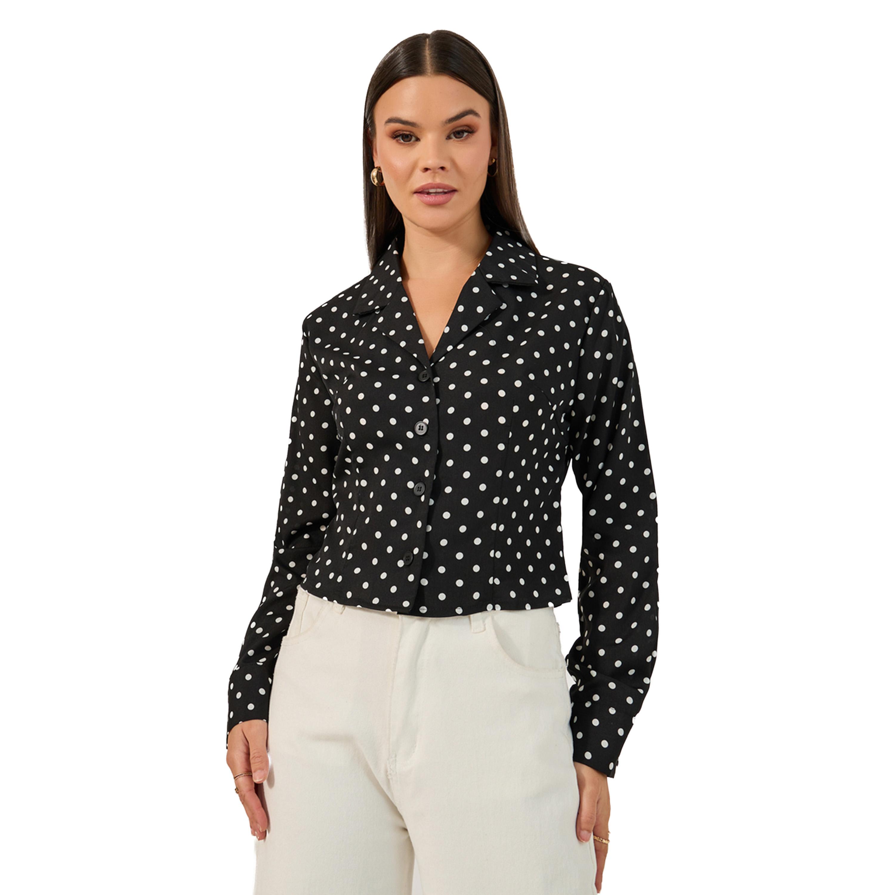 Take Two Casual Polka Dot Print Long Sleeve Shirt-women-clothing-shirtsandblouses-shirts-image-1