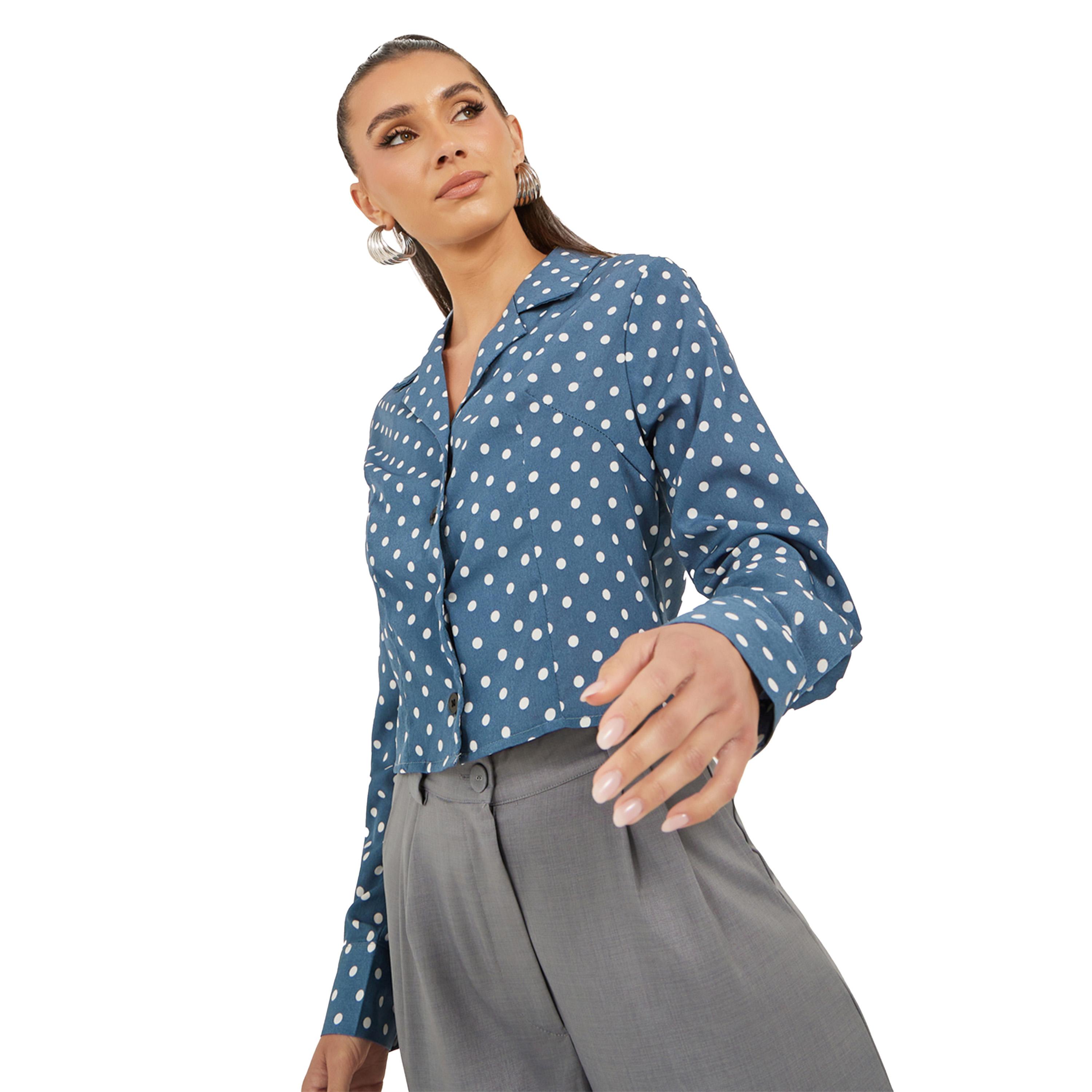Take Two Polka Dot Print Long Sleeve Crop Shirt-women-clothing-shirtsandblouses-shirts-image-4