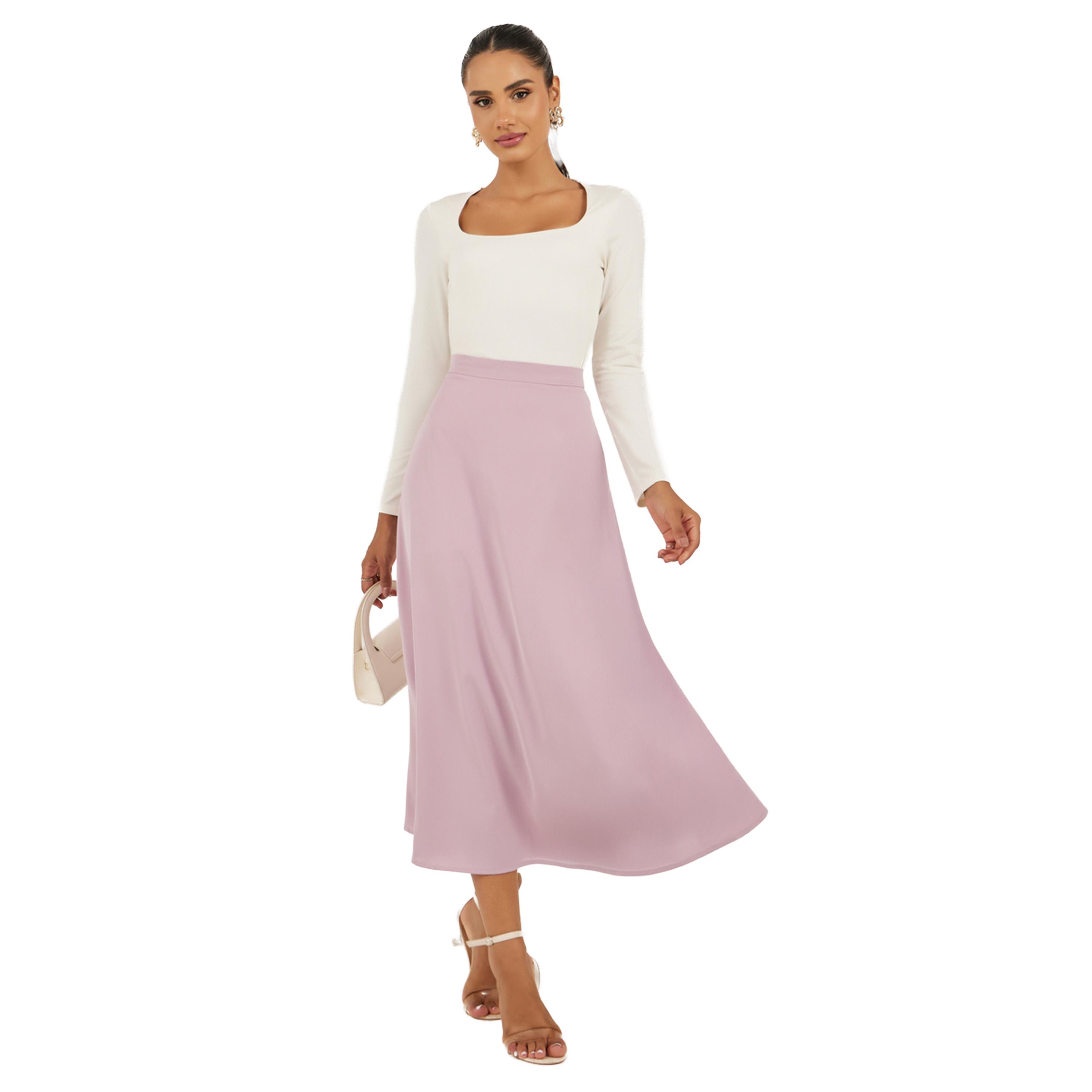 تنورة طويلة سادة بخصر عالي-women-clothing-bottoms-skirts-image-1