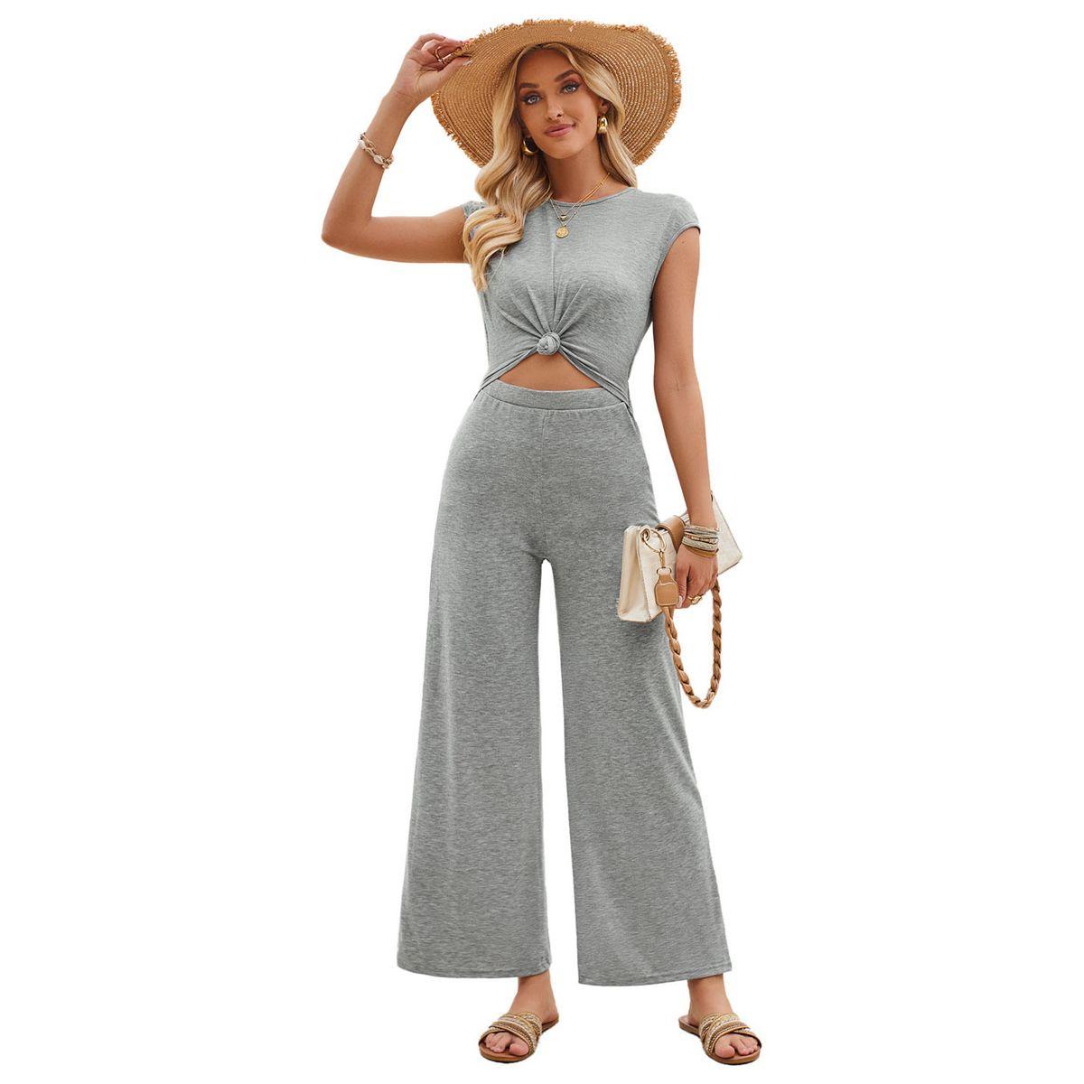 جمبسوت سادة بأرجل واسعة وعقدة-women-clothing-jumpsuits-image-1