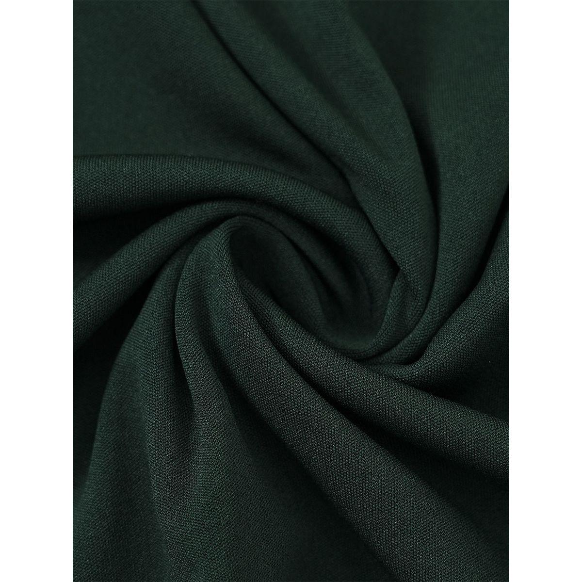 Styli Solid Green A-Line Knee-Length Dress-women-clothing-dresses-image-10