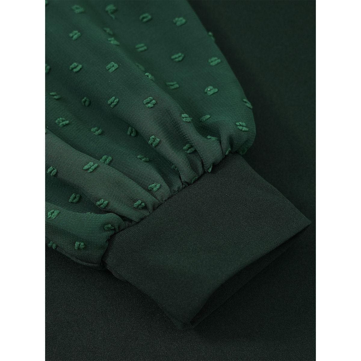 Styli Solid Green A-Line Knee-Length Dress-women-clothing-dresses-image-2