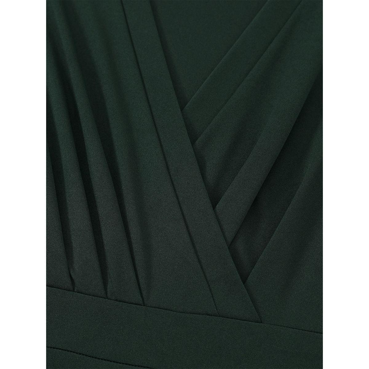 Styli Solid Green A-Line Knee-Length Dress-women-clothing-dresses-image-9