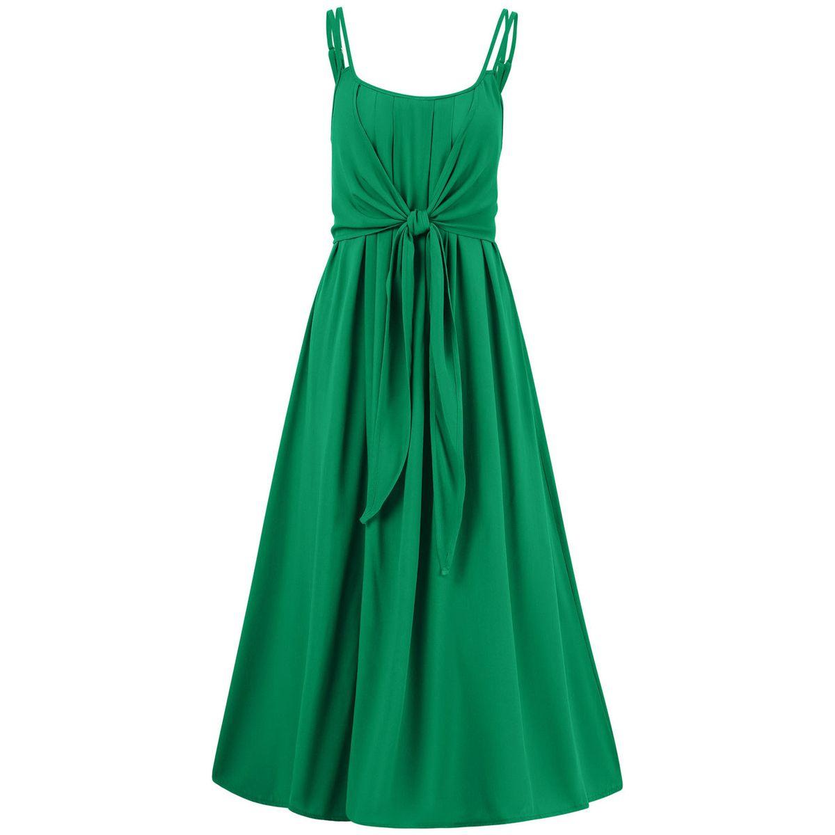 Styli Green Solid Strappy A-Line Casual Dress-women-clothing-dresses-image-13