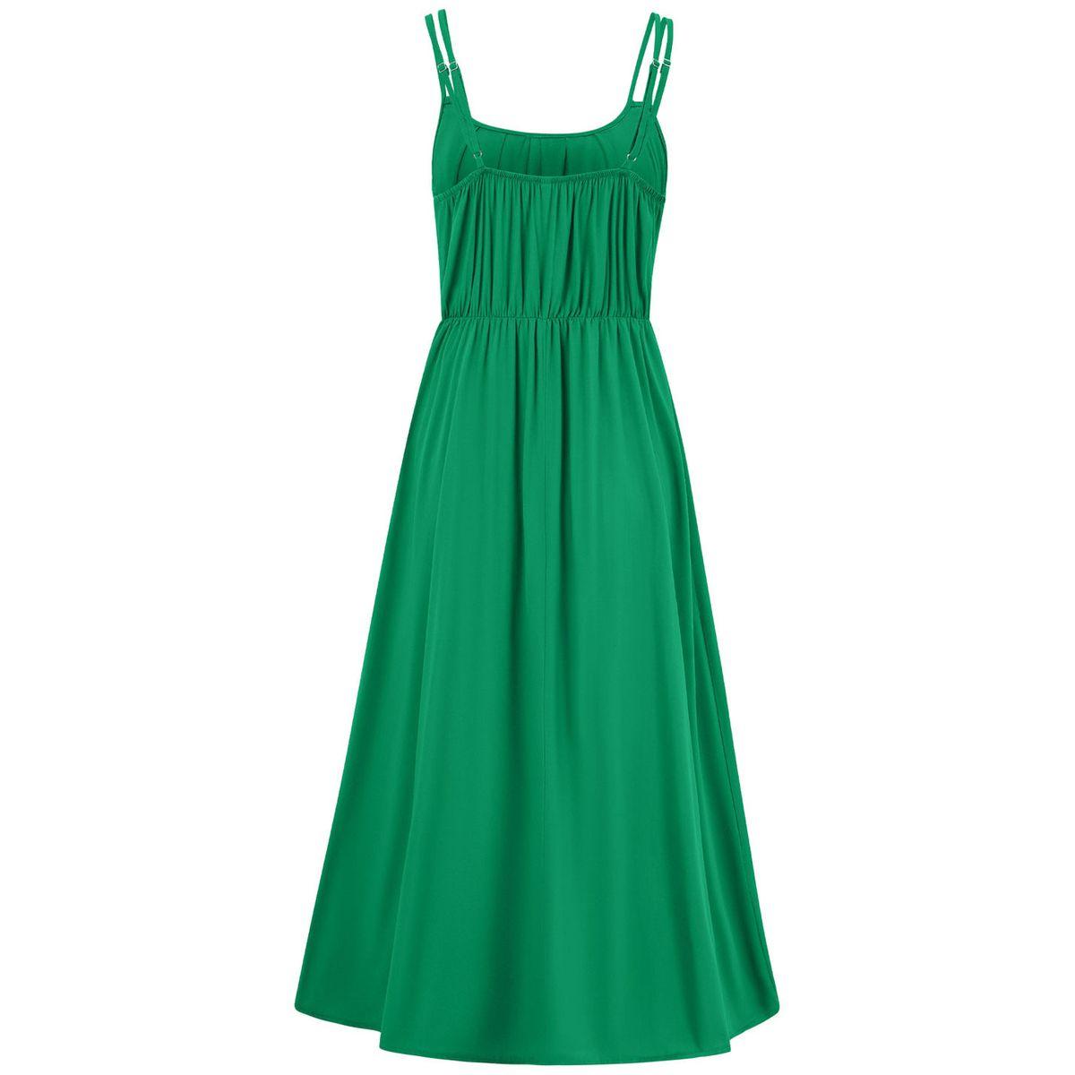 Styli Green Solid Strappy A-Line Casual Dress-women-clothing-dresses-image-2
