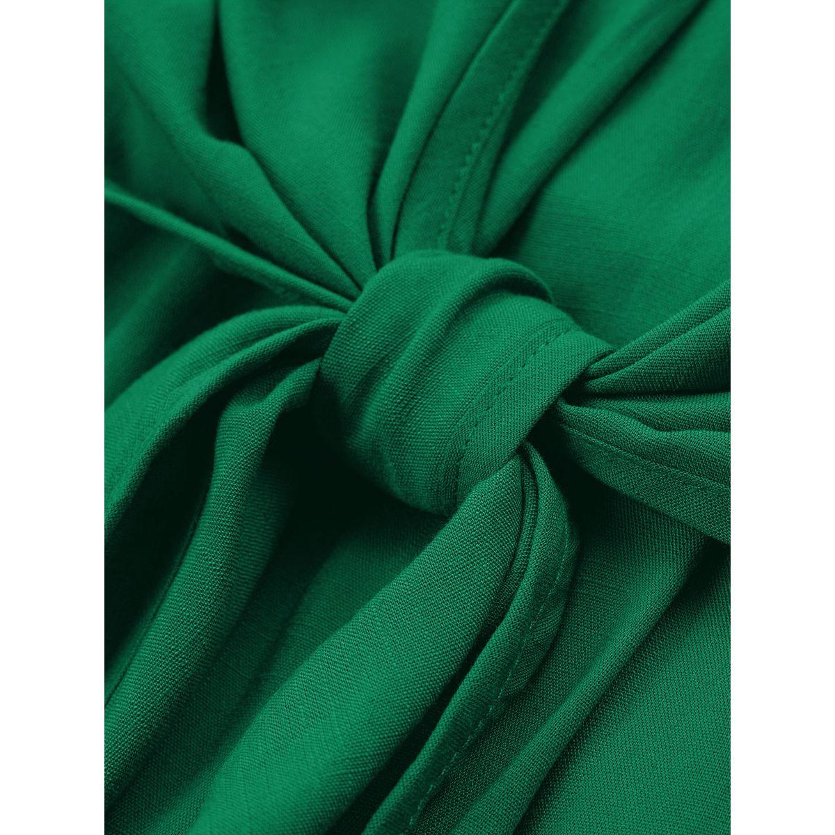 Styli Green Solid Strappy A-Line Casual Dress-women-clothing-dresses-image-3