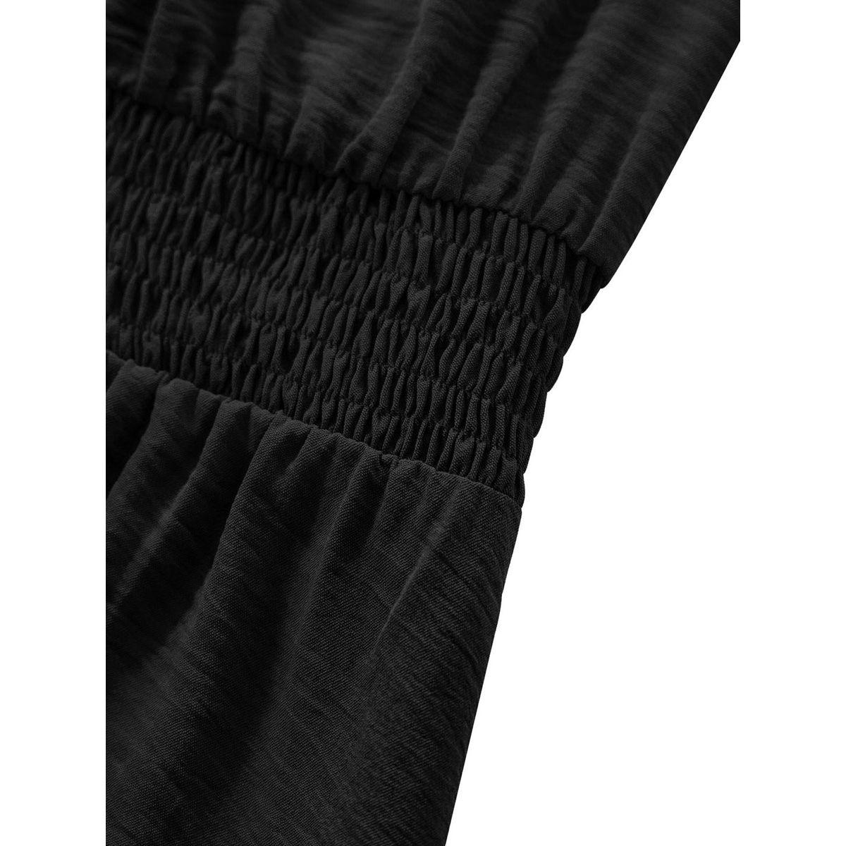 Styli Plain Black A-Line With long Sleeves Midi Dress-women-clothing-dresses-image-4