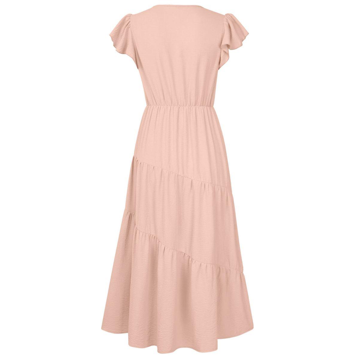 فستان ميدي سادة بأكمام قصيرة-women-clothing-dresses-image-3