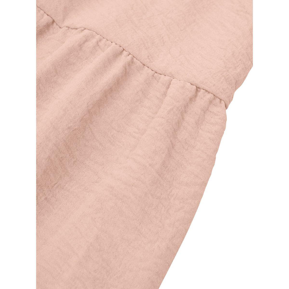 Styli Pink Solid A-Line Casual Short Sleeve Midi Dress-women-clothing-dresses-image-6