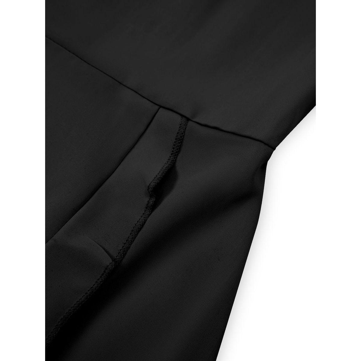 Styli Black Solid Short Sleeve Layered Hem Mini Dress-women-clothing-dresses-image-3