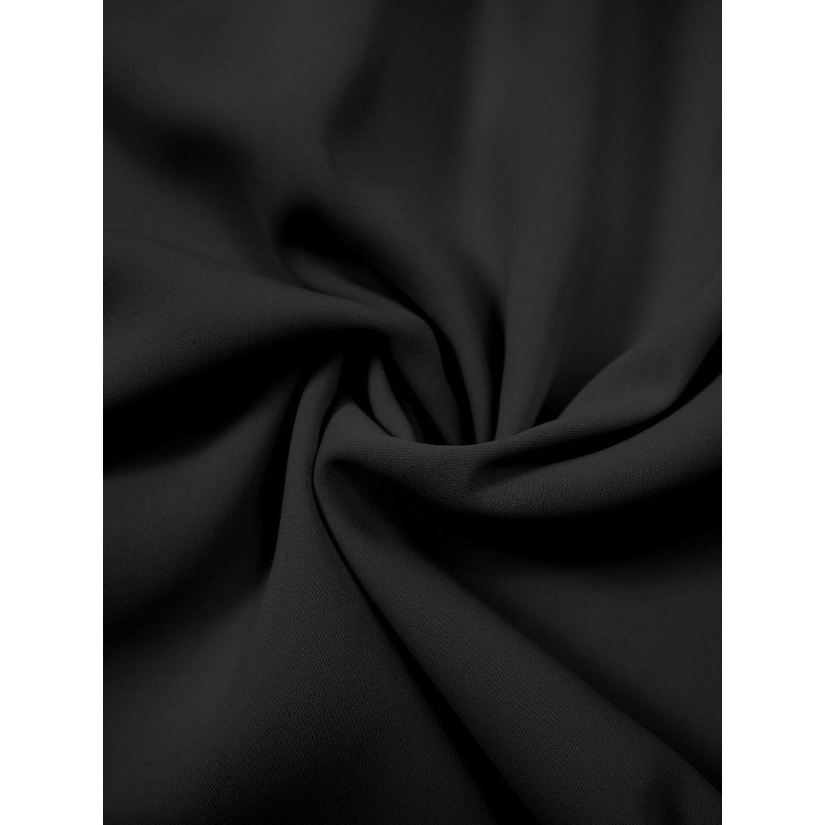 Styli Black Solid Short Sleeve Layered Hem Mini Dress-women-clothing-dresses-image-5