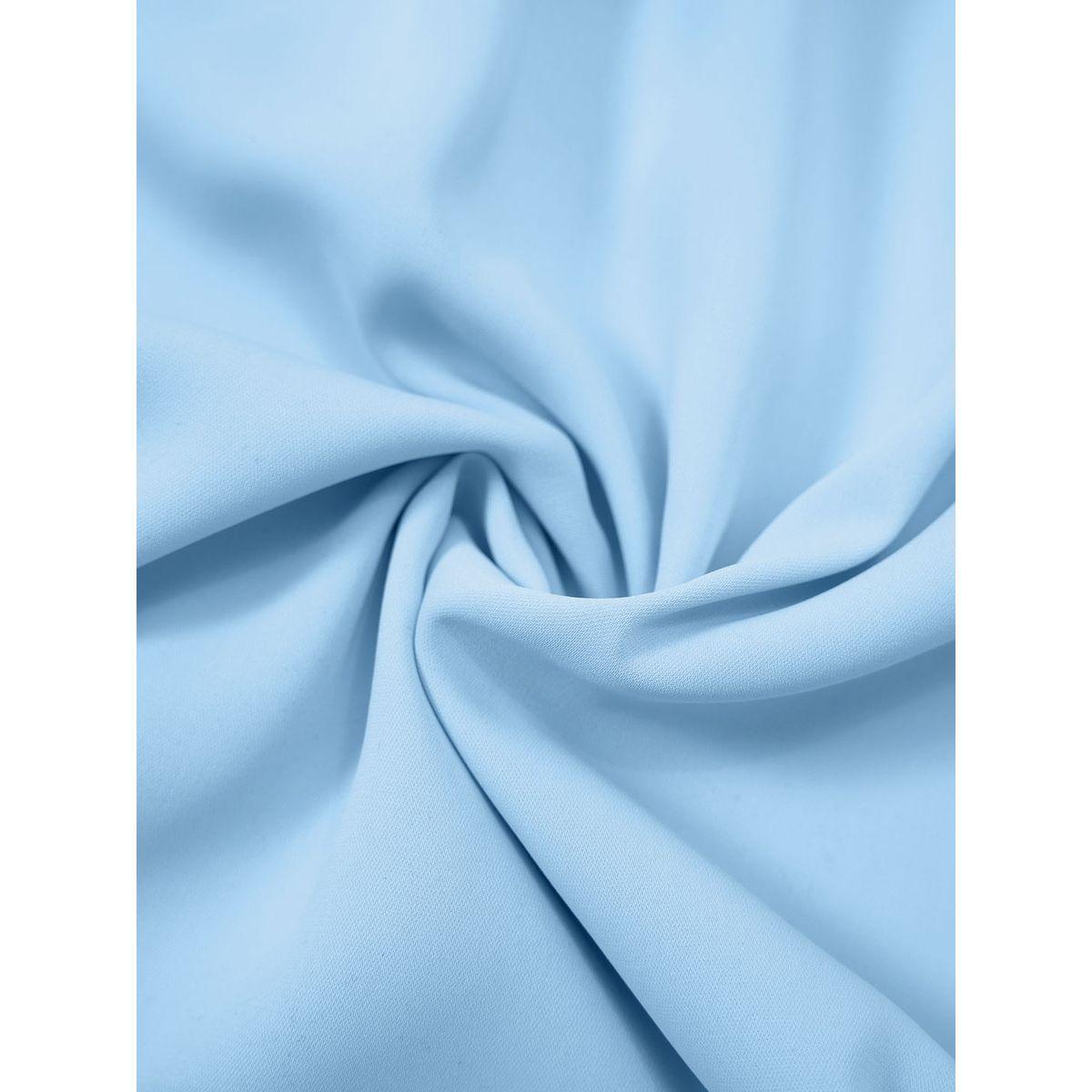 Styli Blue Solid Short Sleeve Layered Hem Mini Dress-women-clothing-dresses-image-5