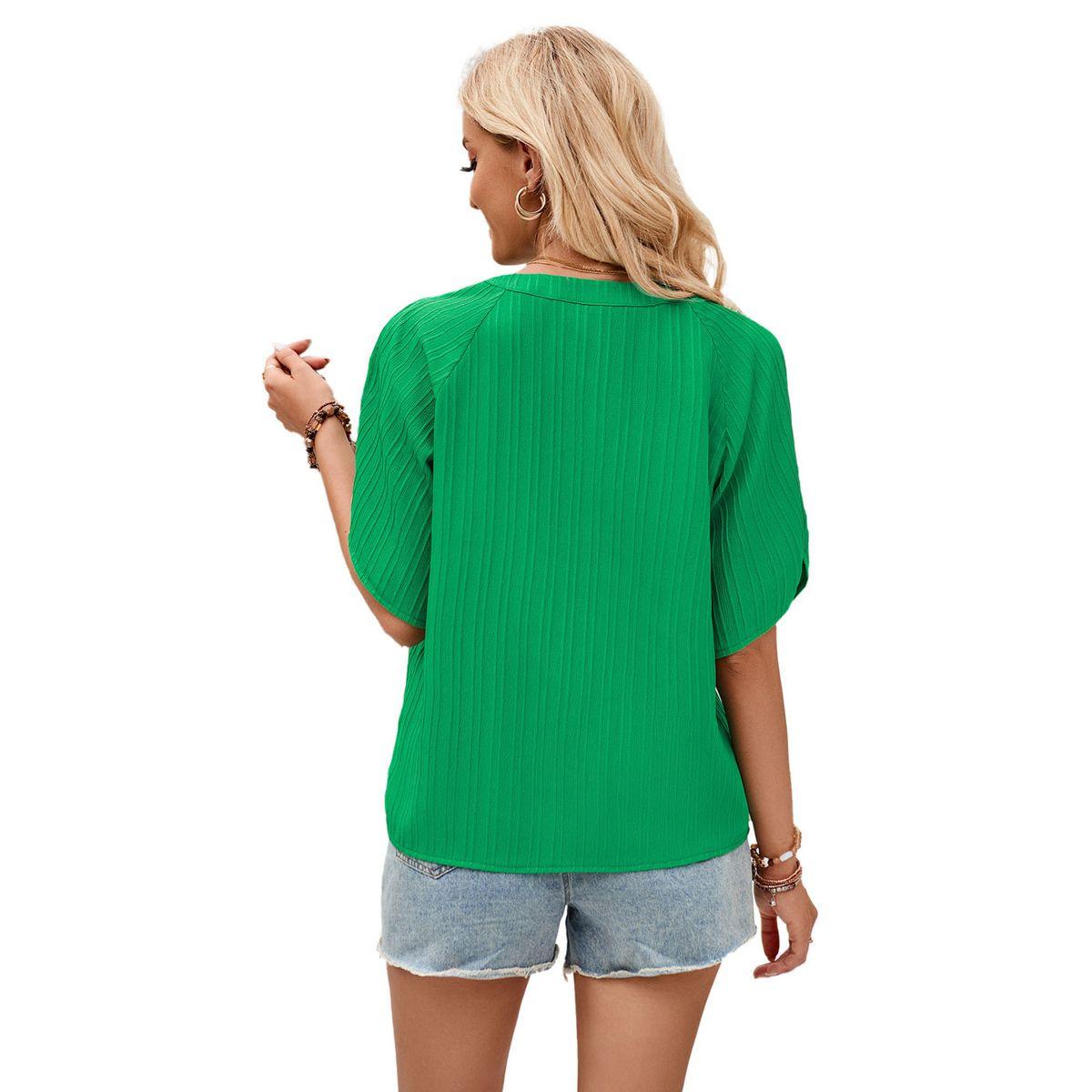 بلوزة سادة بتفاصيل مضلعة وأكمام بشق-women-clothing-shirtsandblouses-blouses-image-14