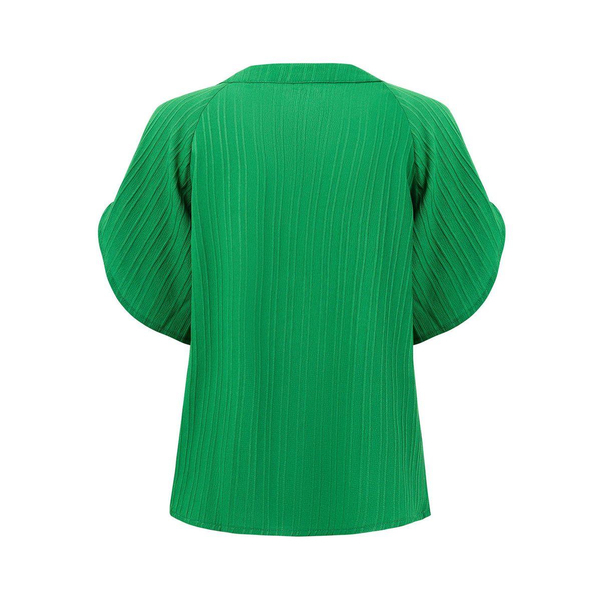 بلوزة سادة بتفاصيل مضلعة وأكمام بشق-women-clothing-shirtsandblouses-blouses-image-3
