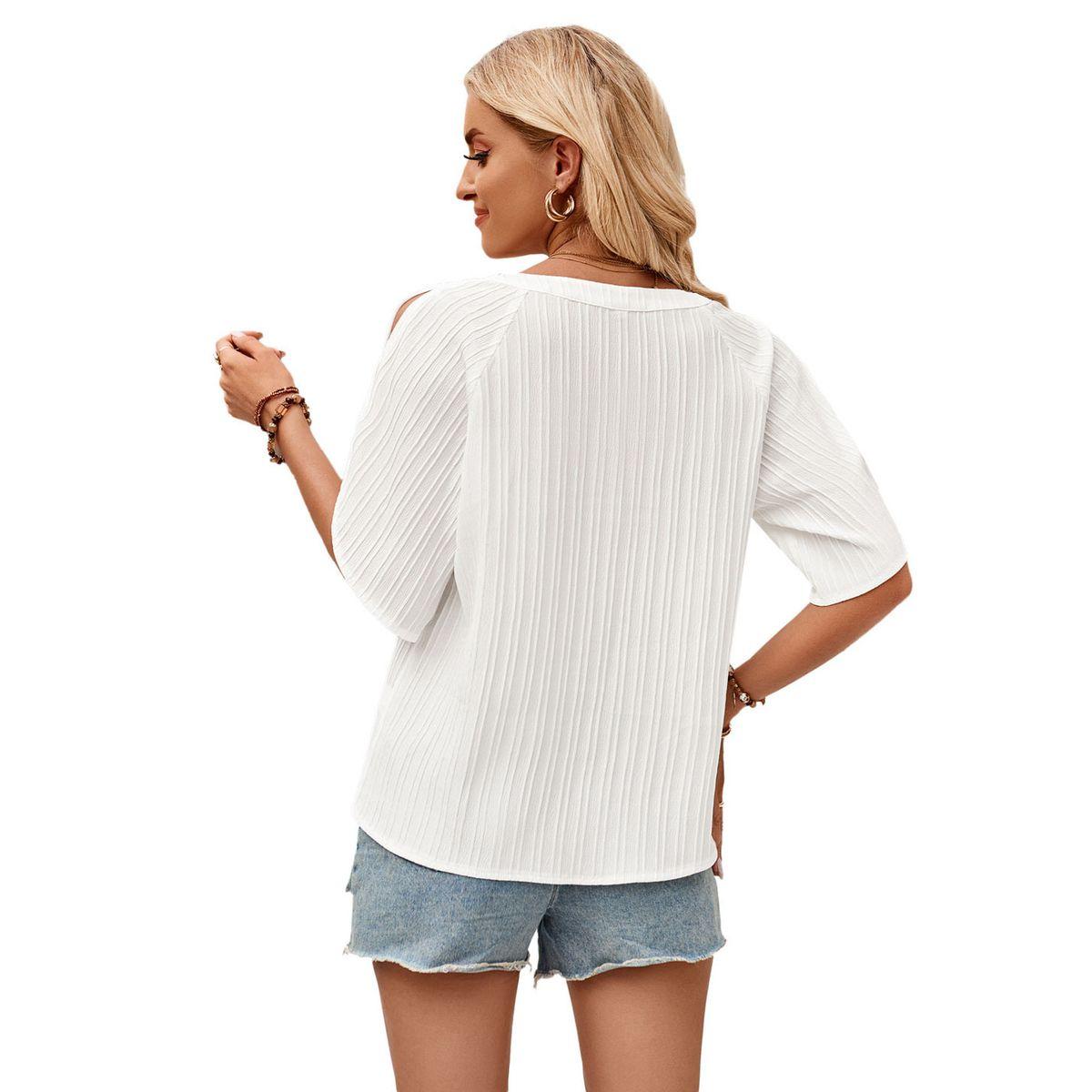 Styli Solid V Neck Slit Cut Sleeve Blouse-women-clothing-shirtsandblouses-blouses-image-13