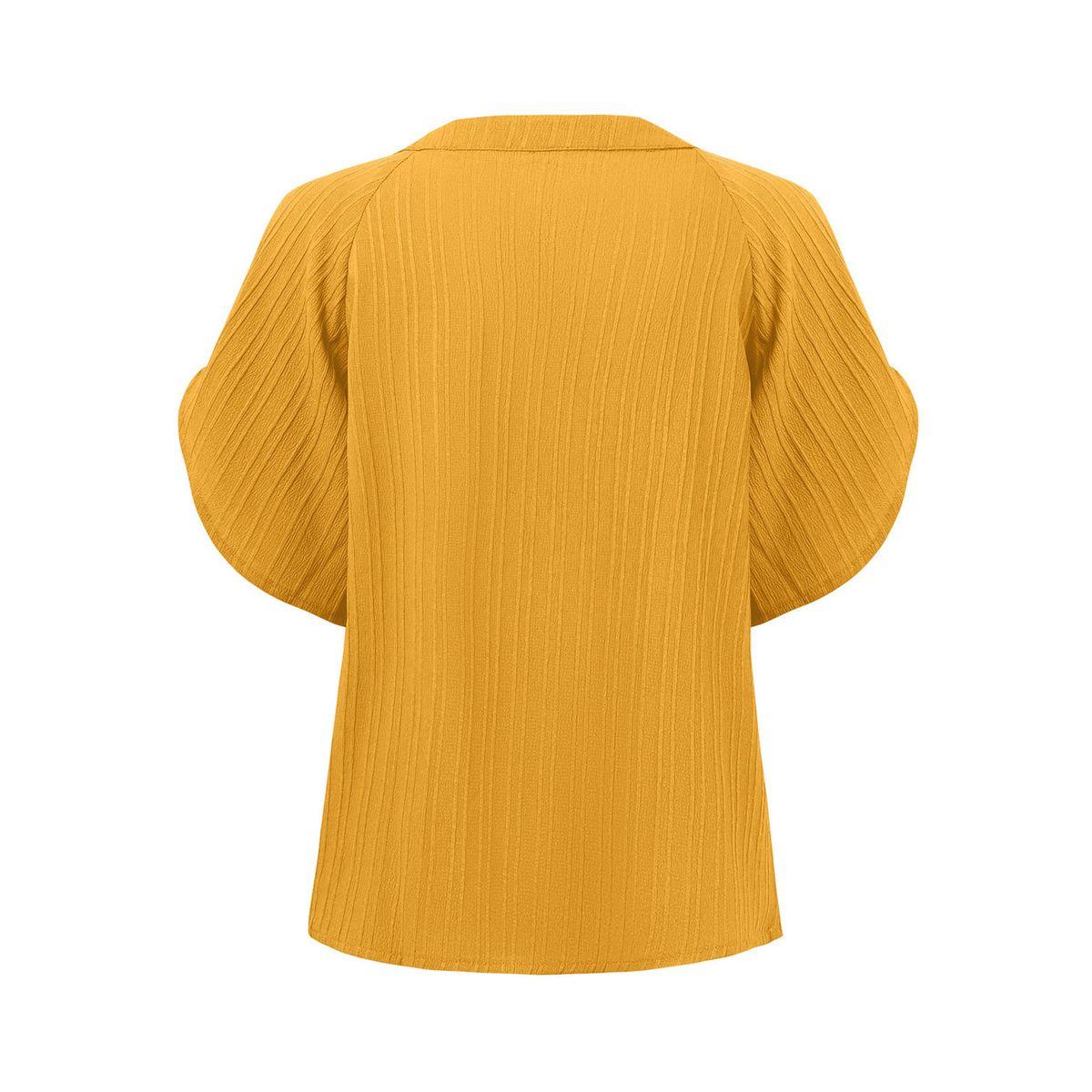 Styli Solid V-Neck Short Sleeve Blouse-women-clothing-shirtsandblouses-blouses-image-2