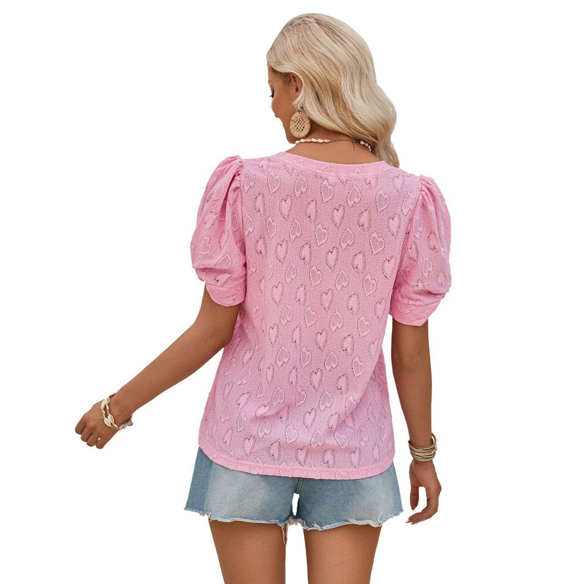 بلوزة سادة بنمط لف وأكمام قصيرة-women-clothing-shirtsandblouses-blouses-image-12
