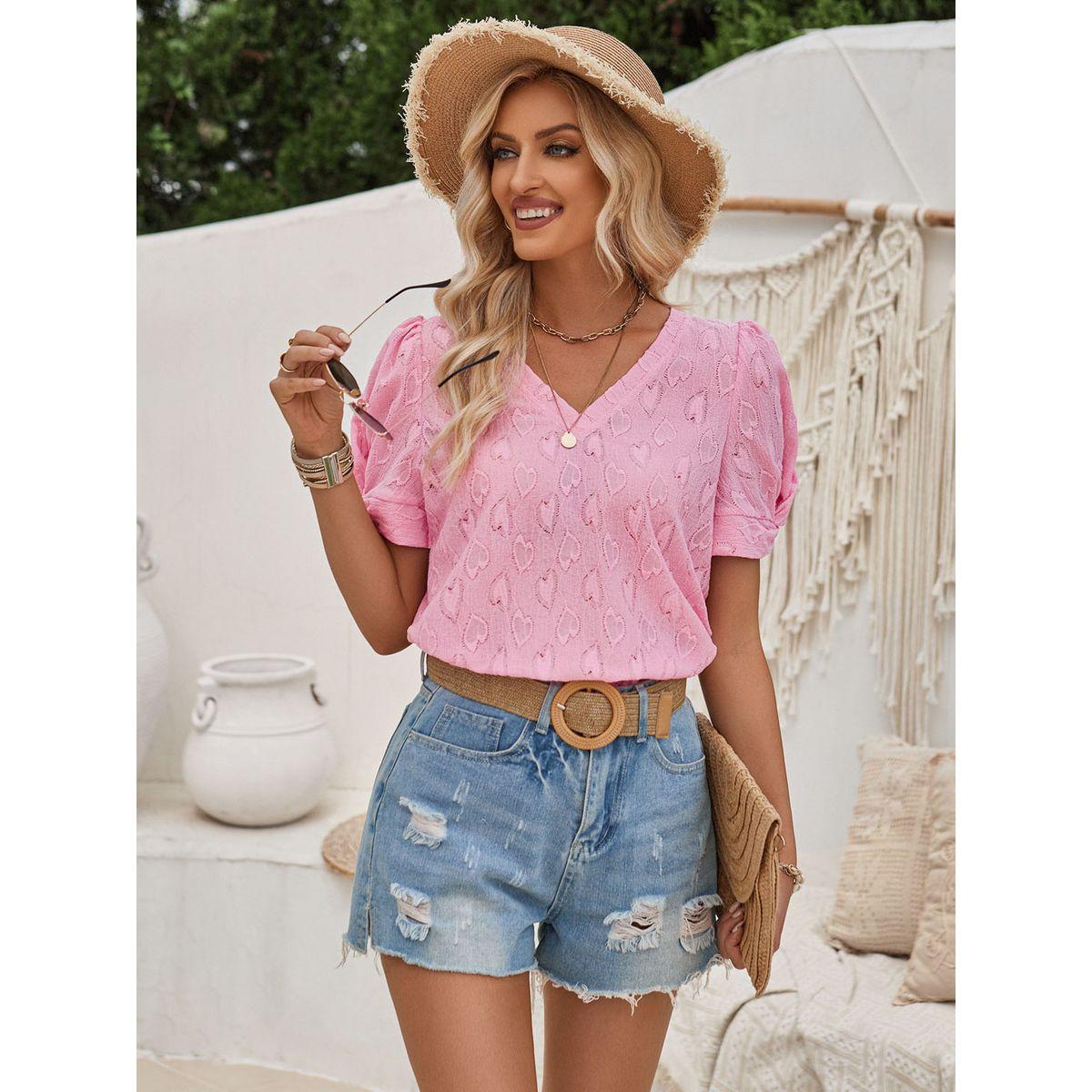 Styli Texture Twisted Knot Short Sleeve Top-women-clothing-shirtsandblouses-blouses-image-6