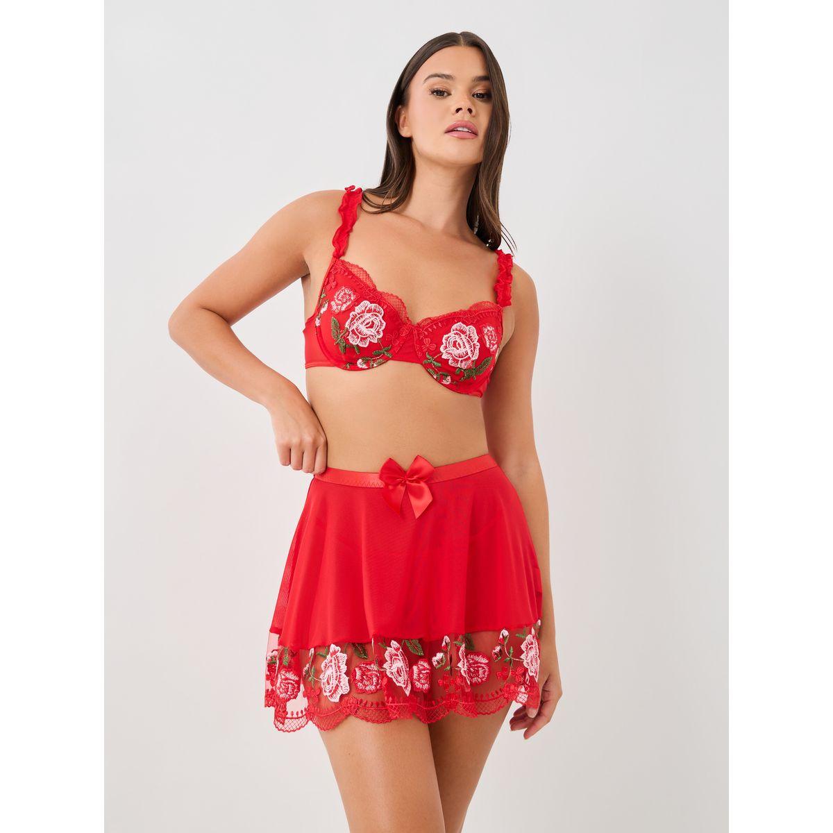 Styli Embroidered Ruffle Detail Bra, Skirt and Briefs Set-women-clothing-lingerie-lingeriesets-image-1