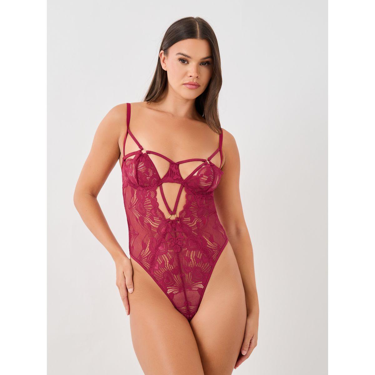Styli Lace Apex Strap Detail Bodysuit with Cut Out-women-clothing-lingerie-corsets-image-2