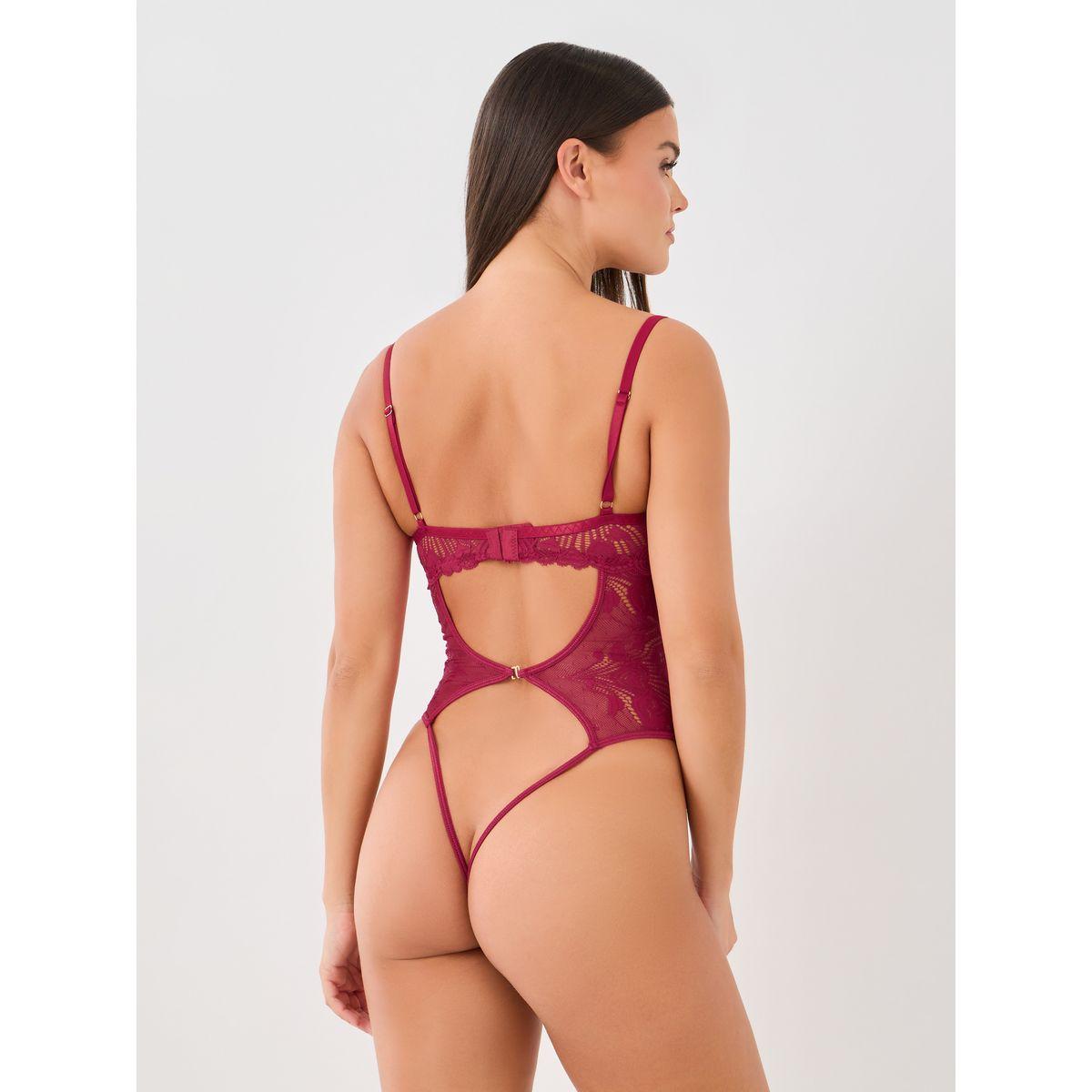 Styli Lace Apex Strap Detail Bodysuit with Cut Out-women-clothing-lingerie-corsets-image-4