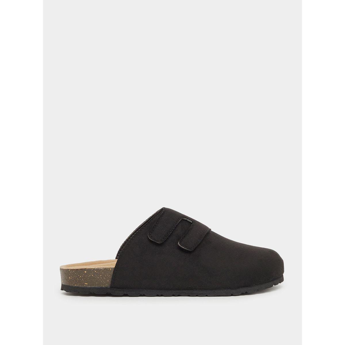 Styli Plain Velcro Detail Faux Suede Clog Sandals-men-shoes-sandals-image-1