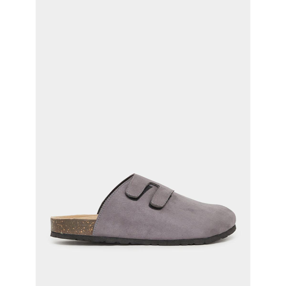 Styli Plain Velcro Detail Faux Suede Clog Sandals-men-shoes-sandals-image-1