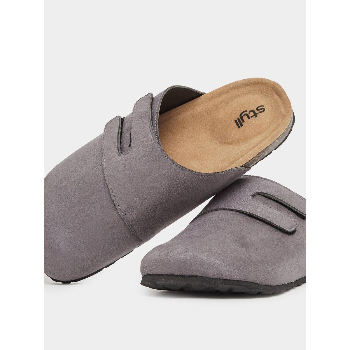 Styli Plain Velcro Detail Faux Suede Clog Sandals-men-shoes-sandals-image-3
