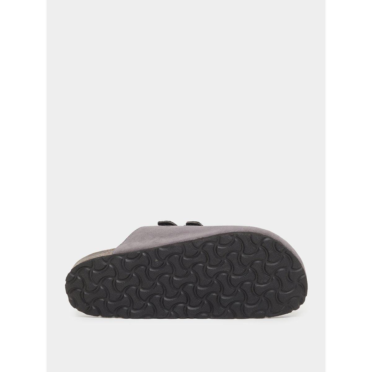 Styli Plain Velcro Detail Faux Suede Clog Sandals-men-shoes-sandals-image-6