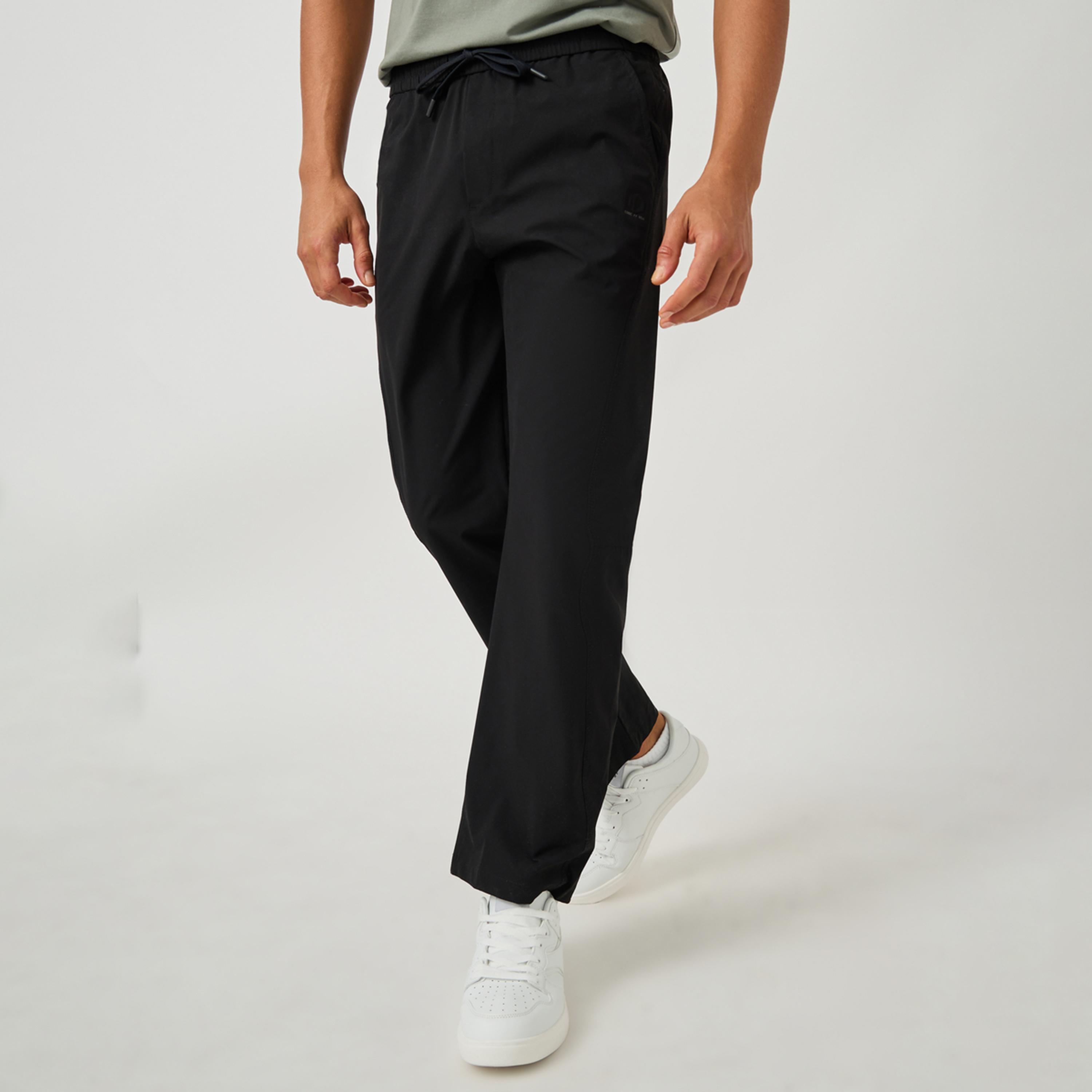 فورت كولينز × ستايلي - بنطال سادة برباط خصر وساق مستقيمة-men-clothing-bottoms-trousersandchinos-trousers-image-1