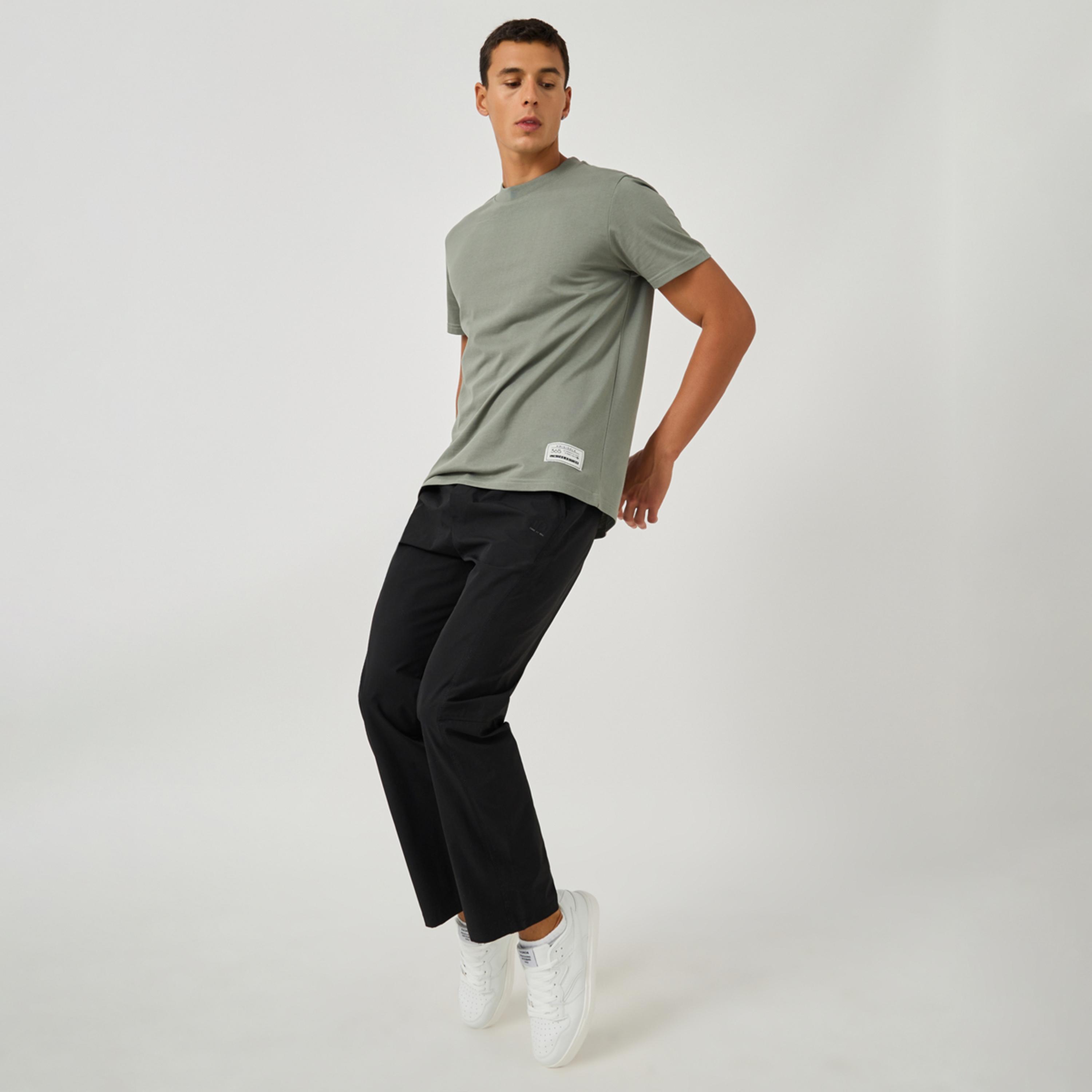 فورت كولينز × ستايلي - بنطال سادة برباط خصر وساق مستقيمة-men-clothing-bottoms-trousersandchinos-trousers-image-2