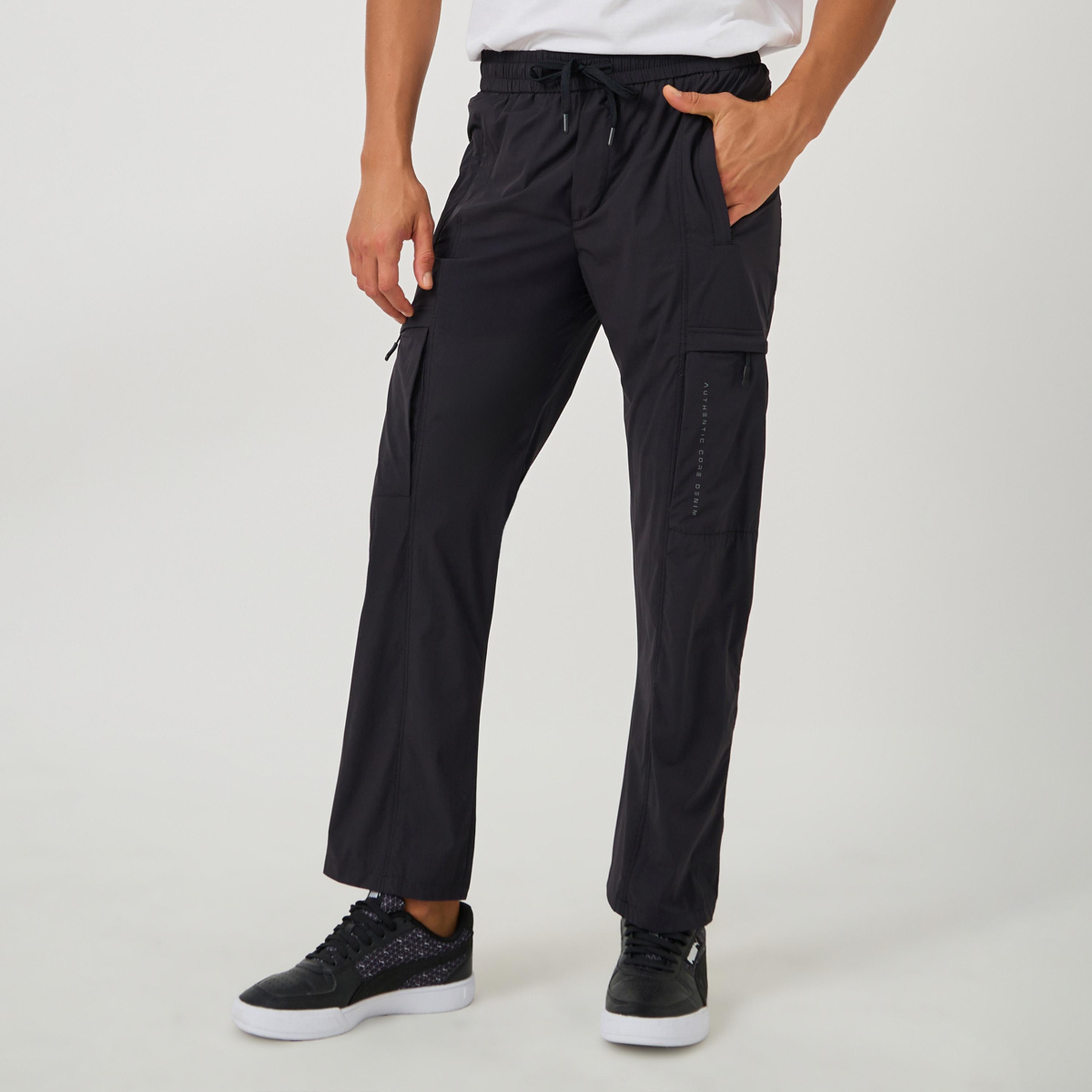 Fort Collins x Styli Solid Drawstring Waist Straight Leg Pants-men-clothing-bottoms-joggers-image-1