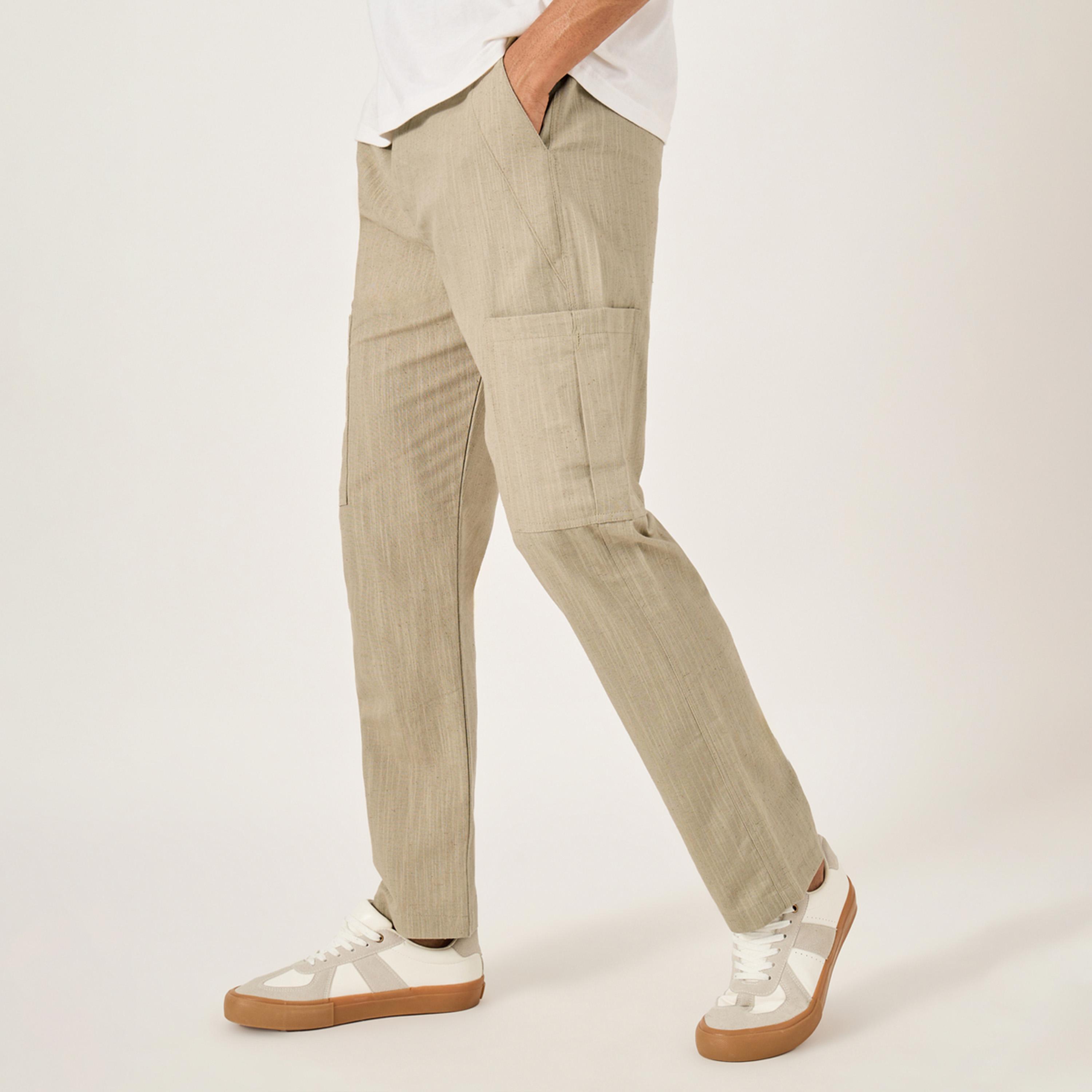 فورت كولينز × ستايلي - بنطال رجالي قطن بيج وساق مستقيمة-men-clothing-bottoms-trousersandchinos-trousers-image-1