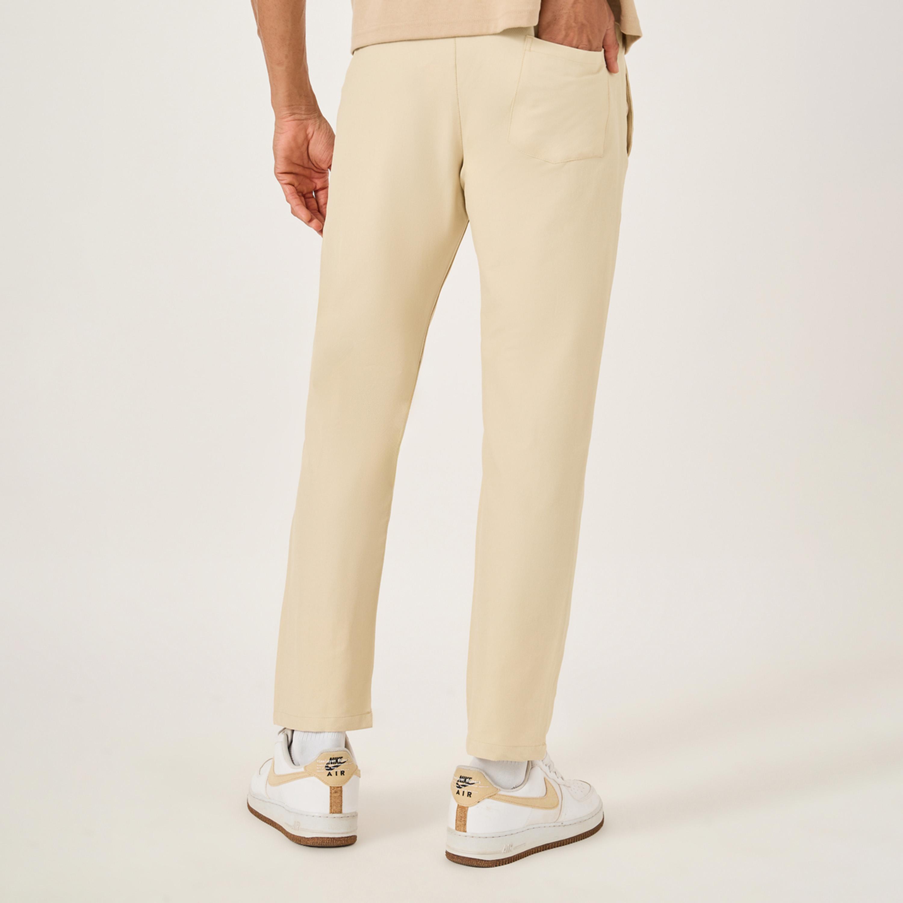 Fort Collins x Styli Men Beige Solid Straight Leg Pants with Drawstring Waist-men-clothing-bottoms-trousersandchinos-trousers-image-4