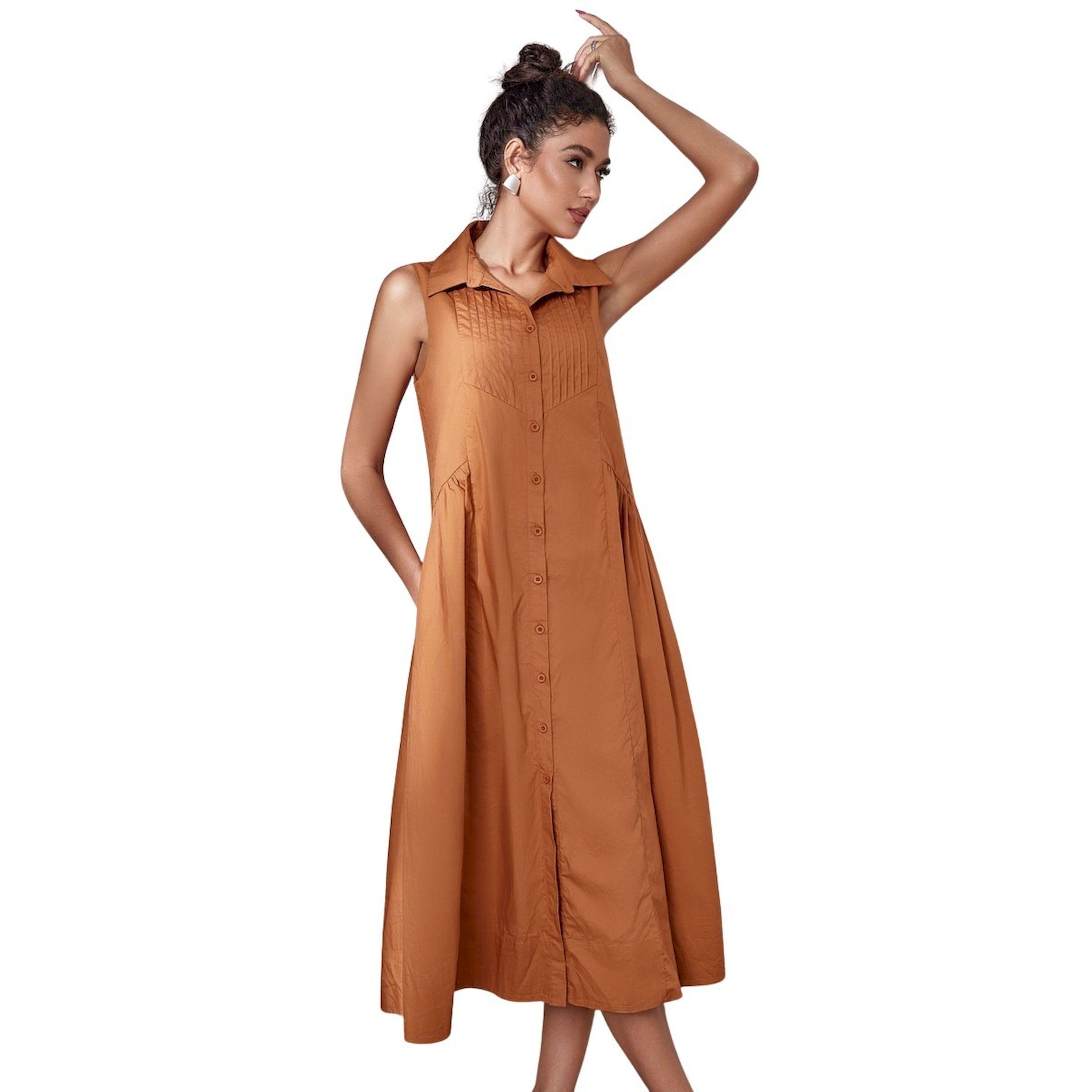 Take Two Solid Button Up Sleeveless Shirt Midi Dress-women-clothing-dresses-image-6