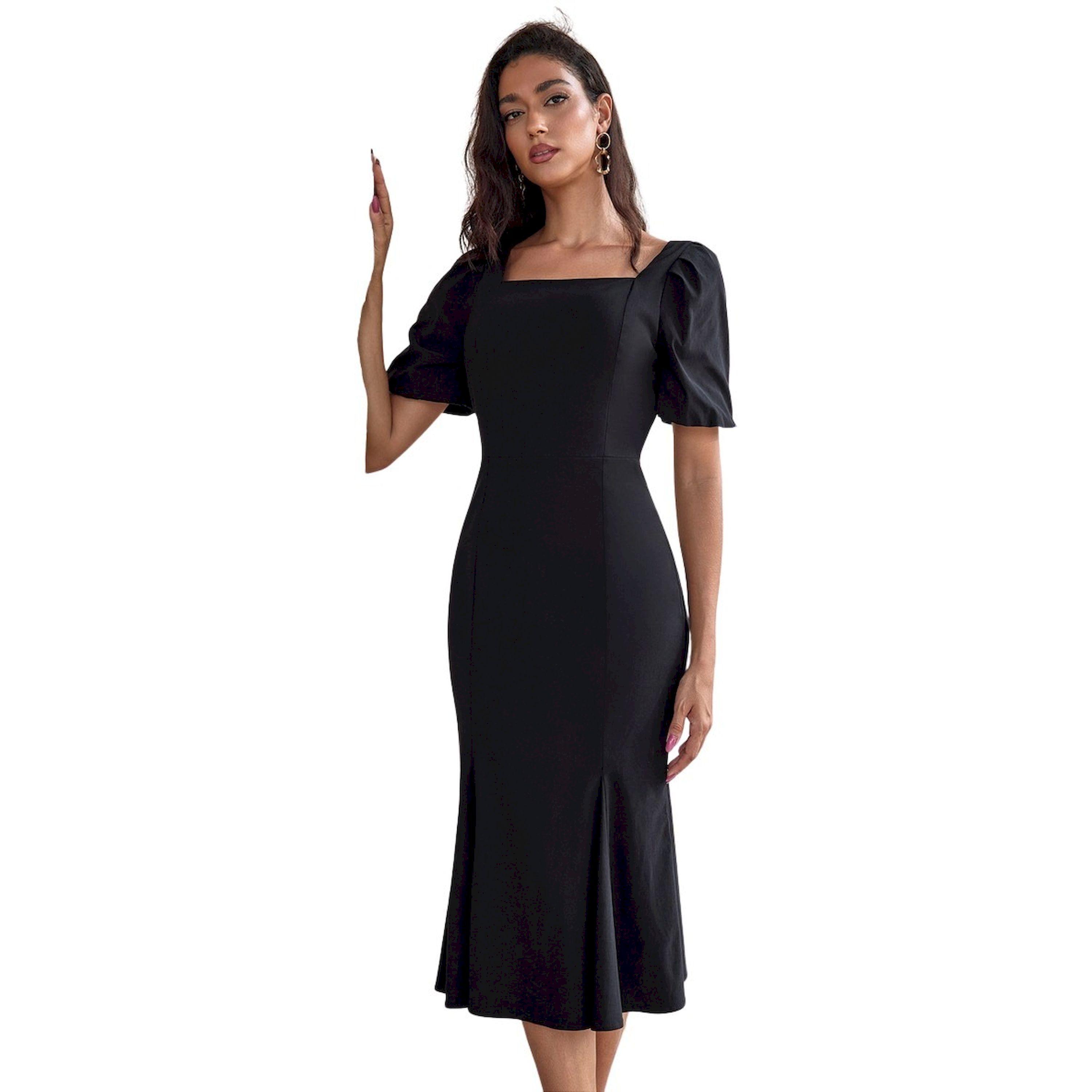 Take Two Solid Square Neck Mermaid Midi Dress-women-clothing-dresses-image-5