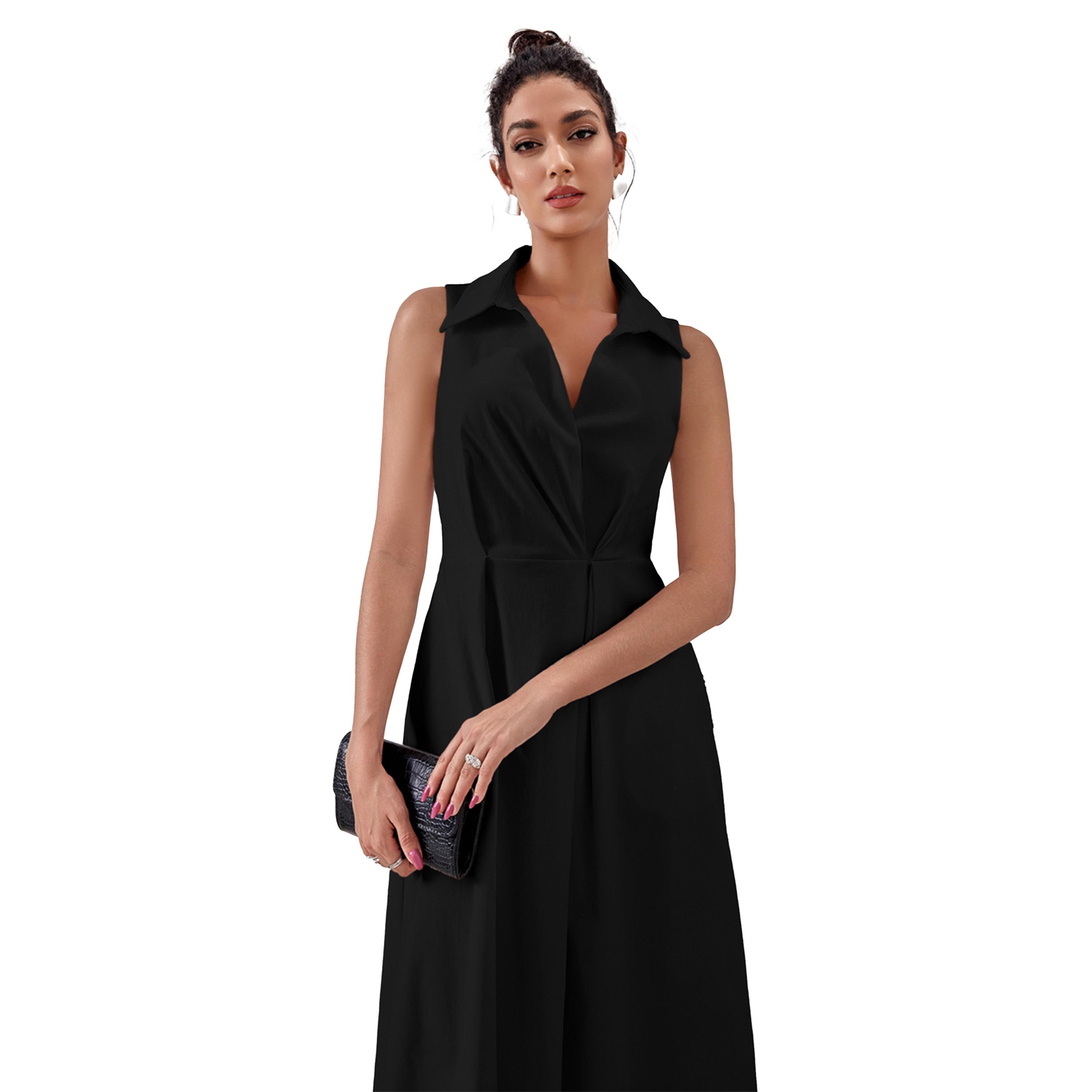 Take Two Solid Pocket Detail Sleeveless A-Line Midi Dress-women-clothing-dresses-image-2