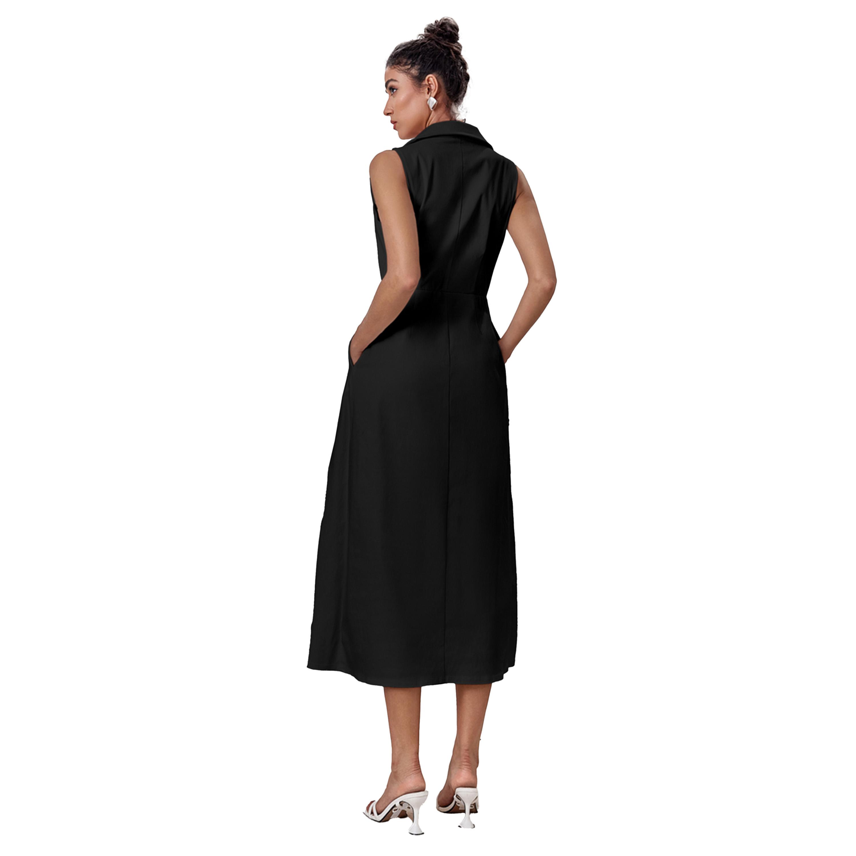 Take Two Solid Pocket Detail Sleeveless A-Line Midi Dress-women-clothing-dresses-image-4