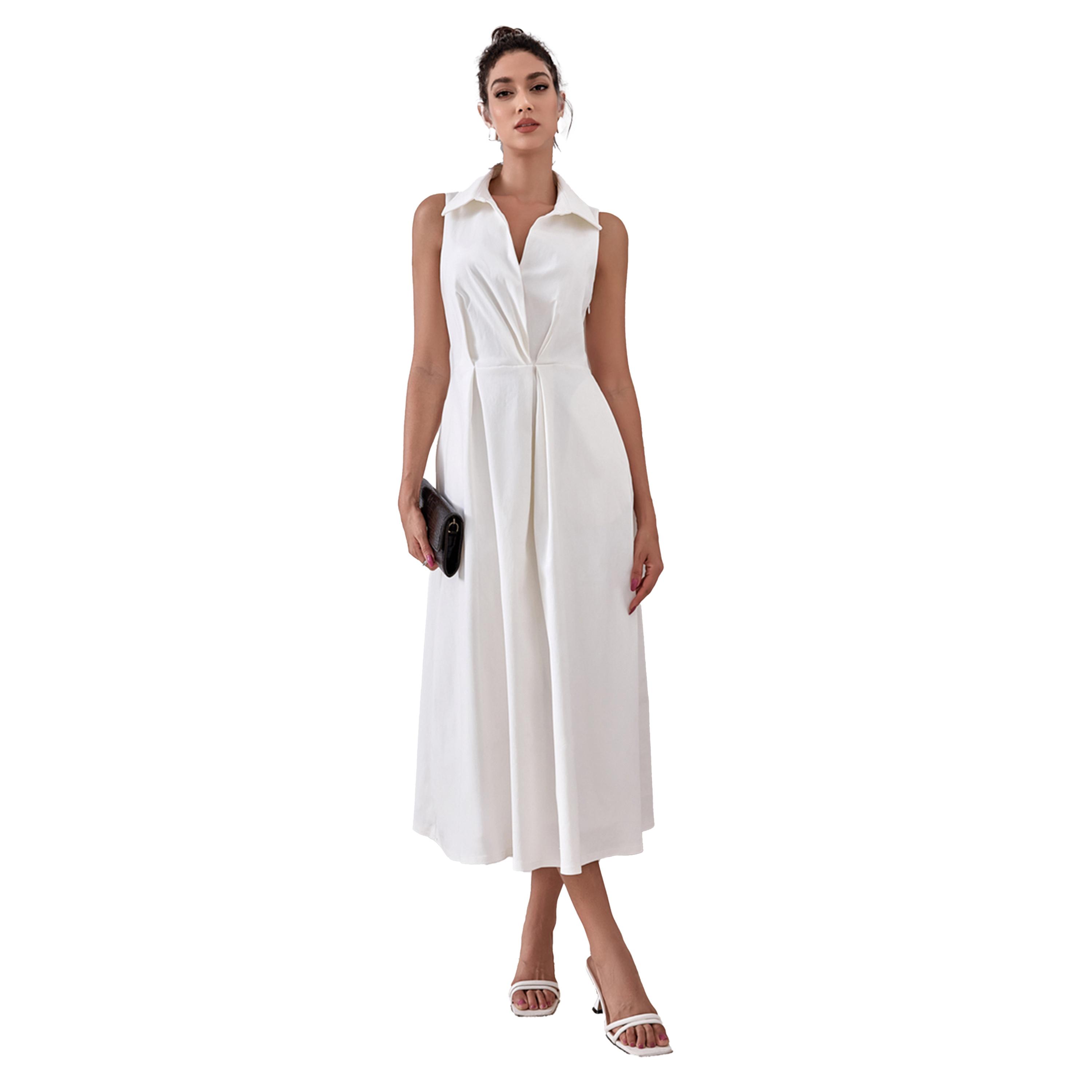 فستان ميدي سادة بلا أكمام-women-clothing-dresses-image-2