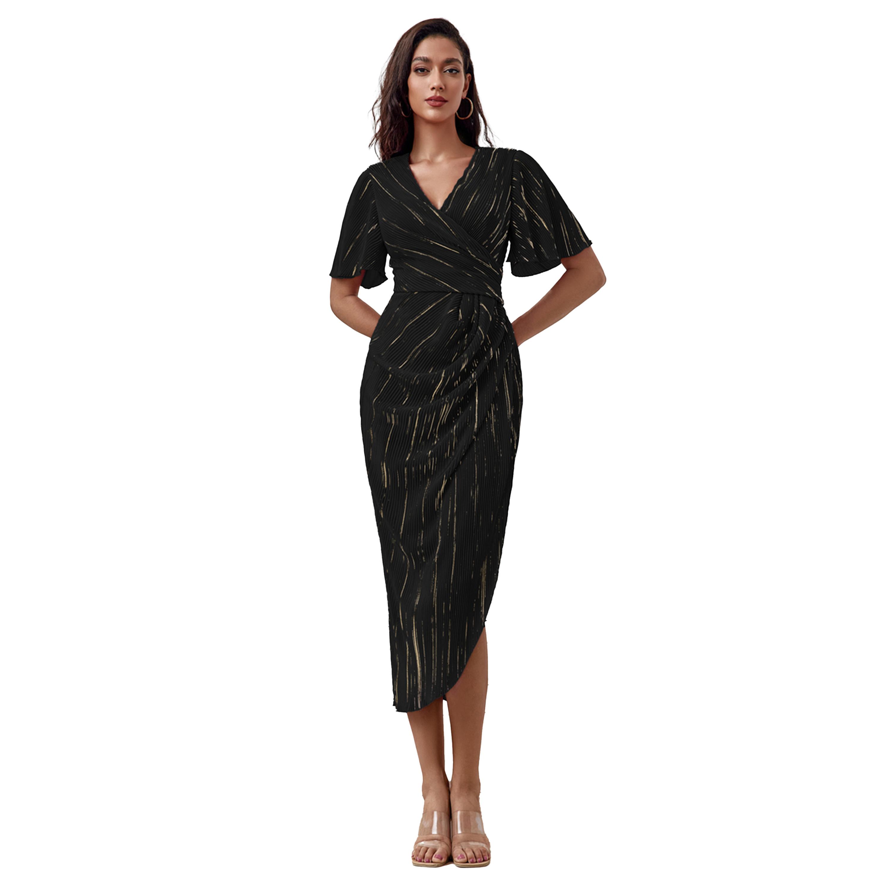 فستان ميدي مخطط بنمط لف-women-clothing-dresses-image-2