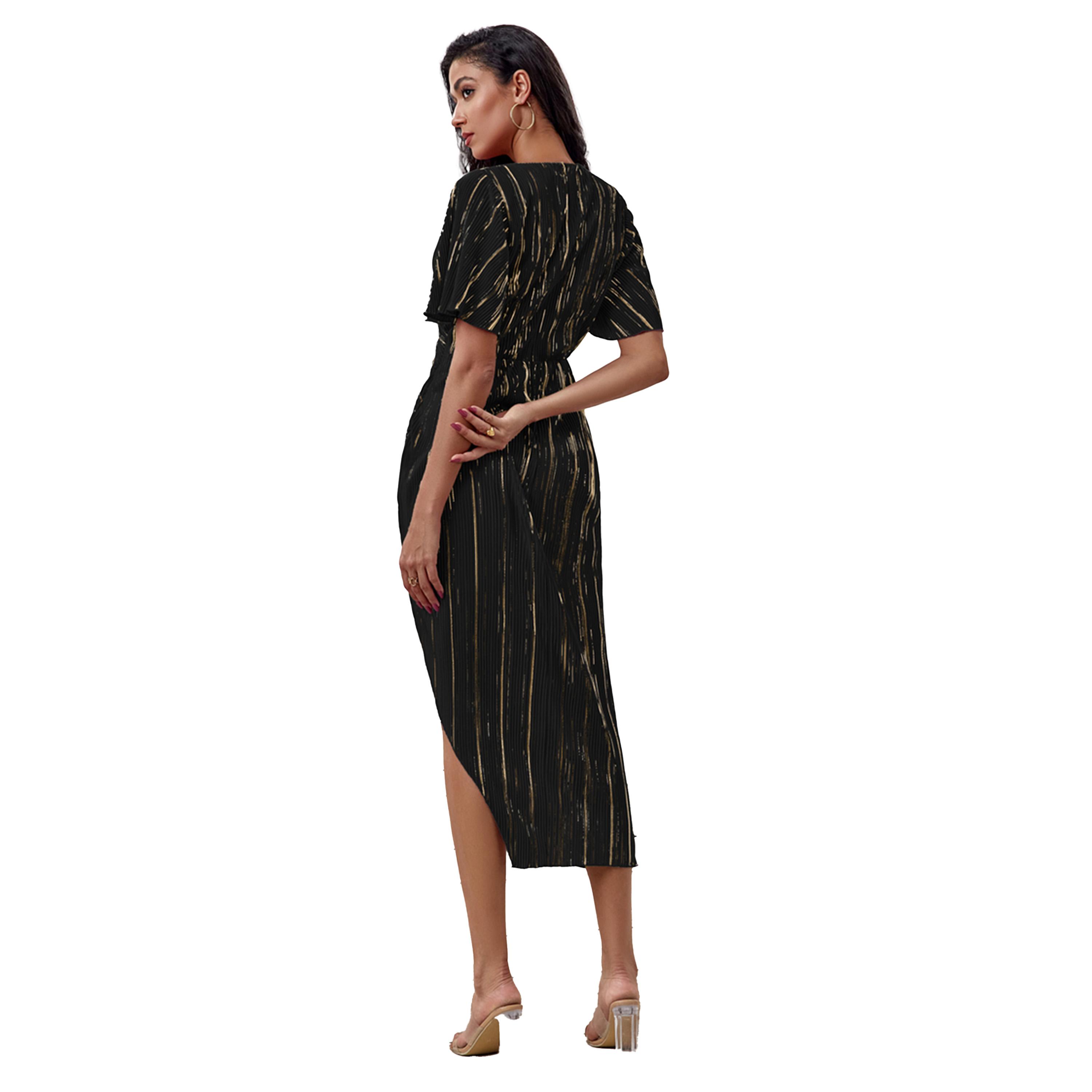 فستان ميدي مخطط بنمط لف-women-clothing-dresses-image-5